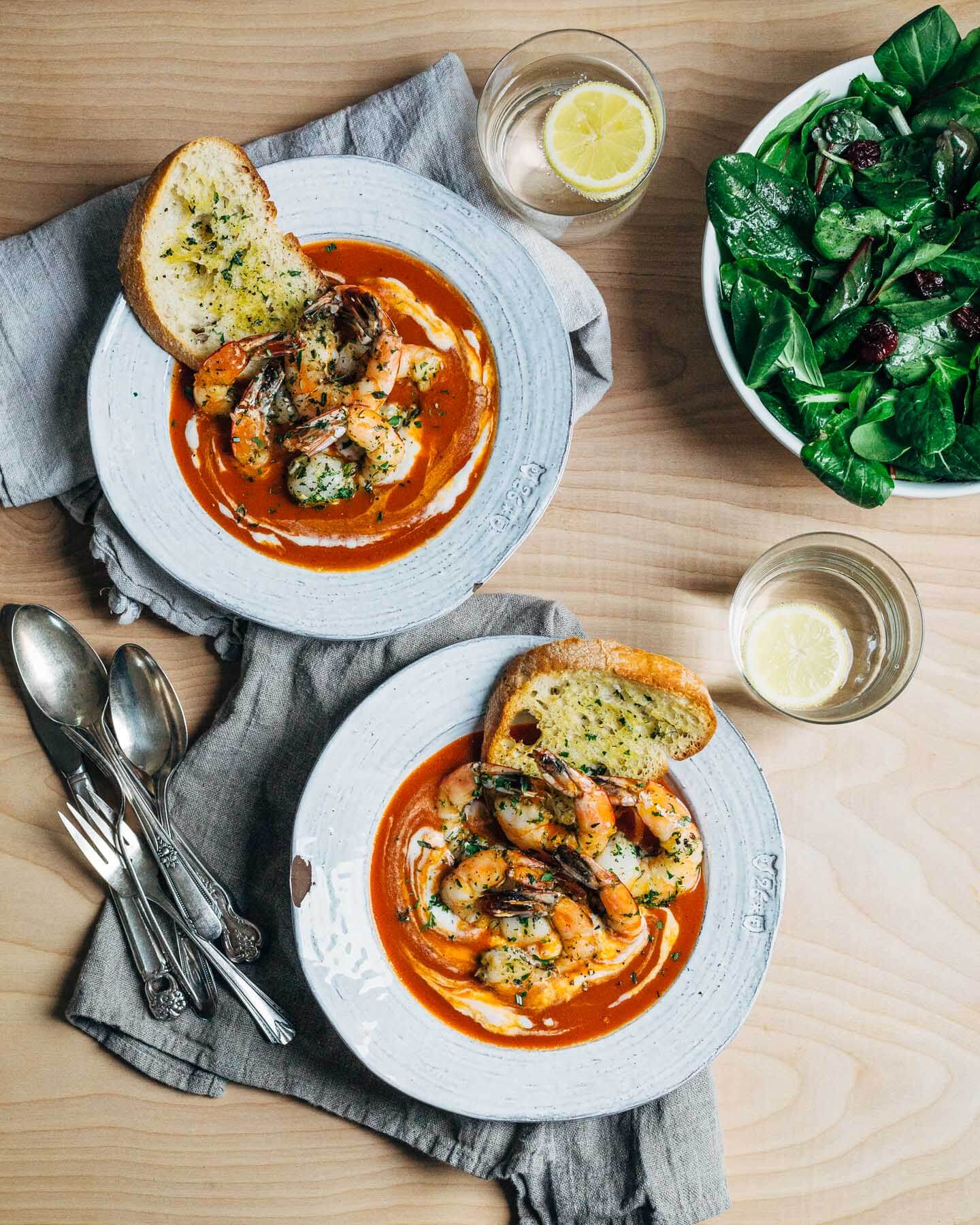 tomato soup with herbed roasted shrimp // brooklyn supper