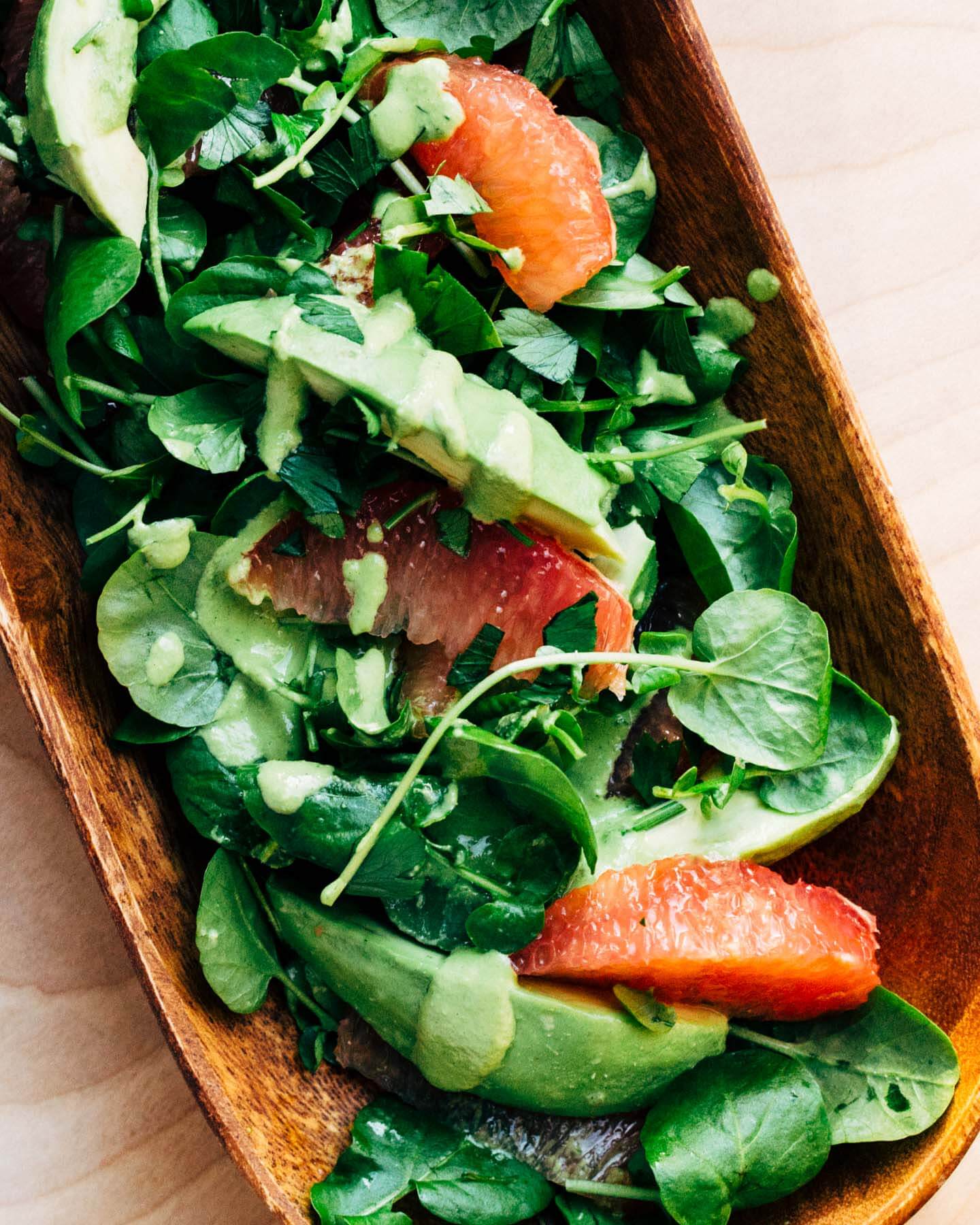 citrus-avocado salad with pepita green goddess dressing // brooklyn supper