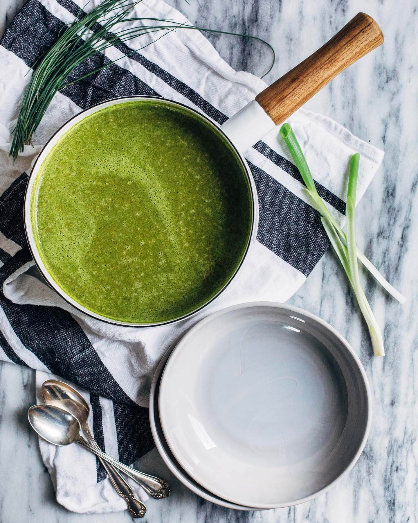 Pureed spring onion soup. 