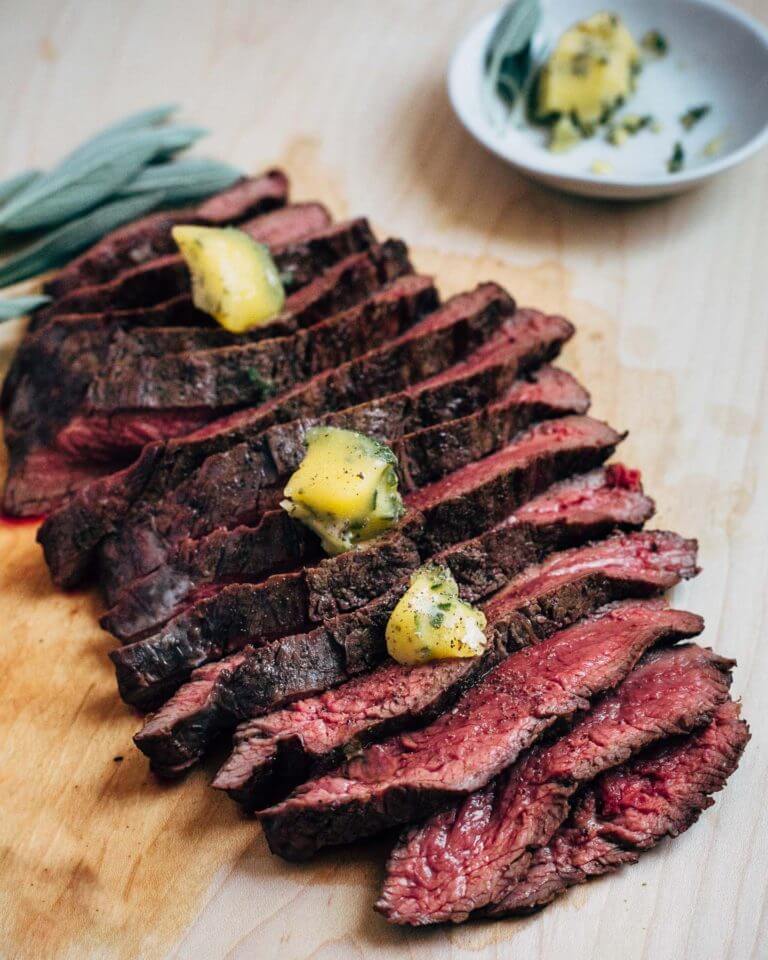 grilled merlot steak with sage butter