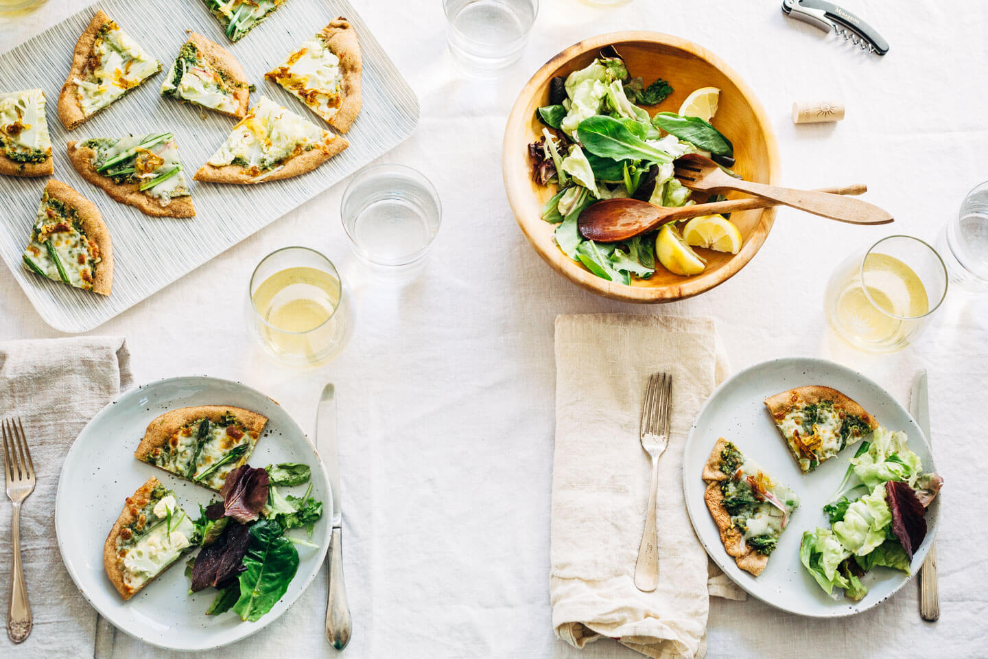 spring-inspired spelt crust pizzas // brooklyn supper