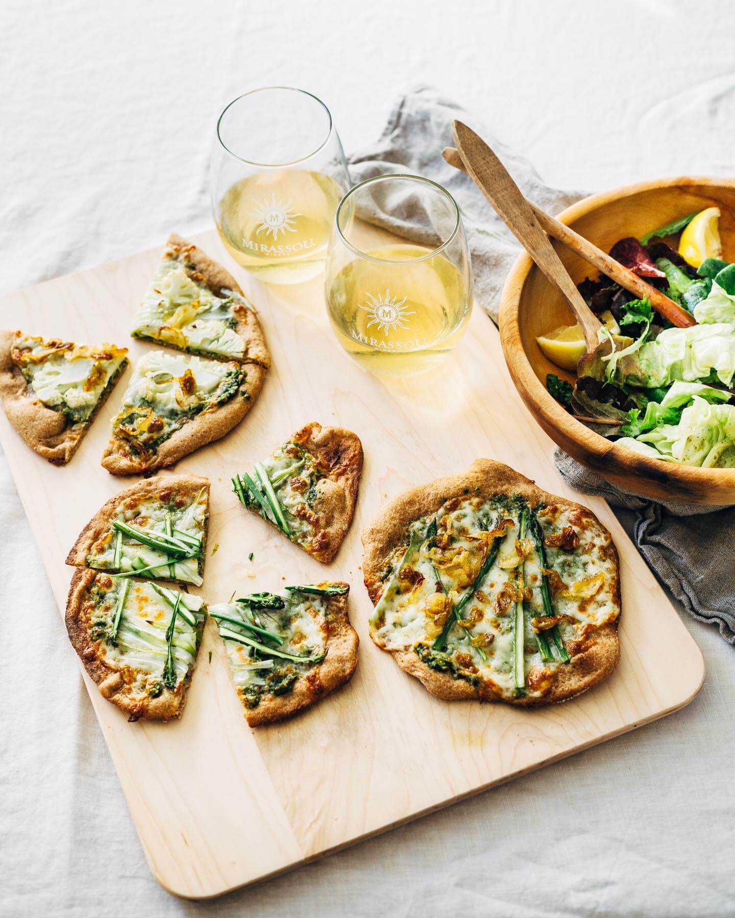 spring-inspired spelt crust pizzas // brooklyn supper