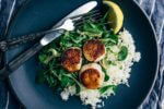 seared scallops with watercress salad and jasmine rice // brooklyn supper