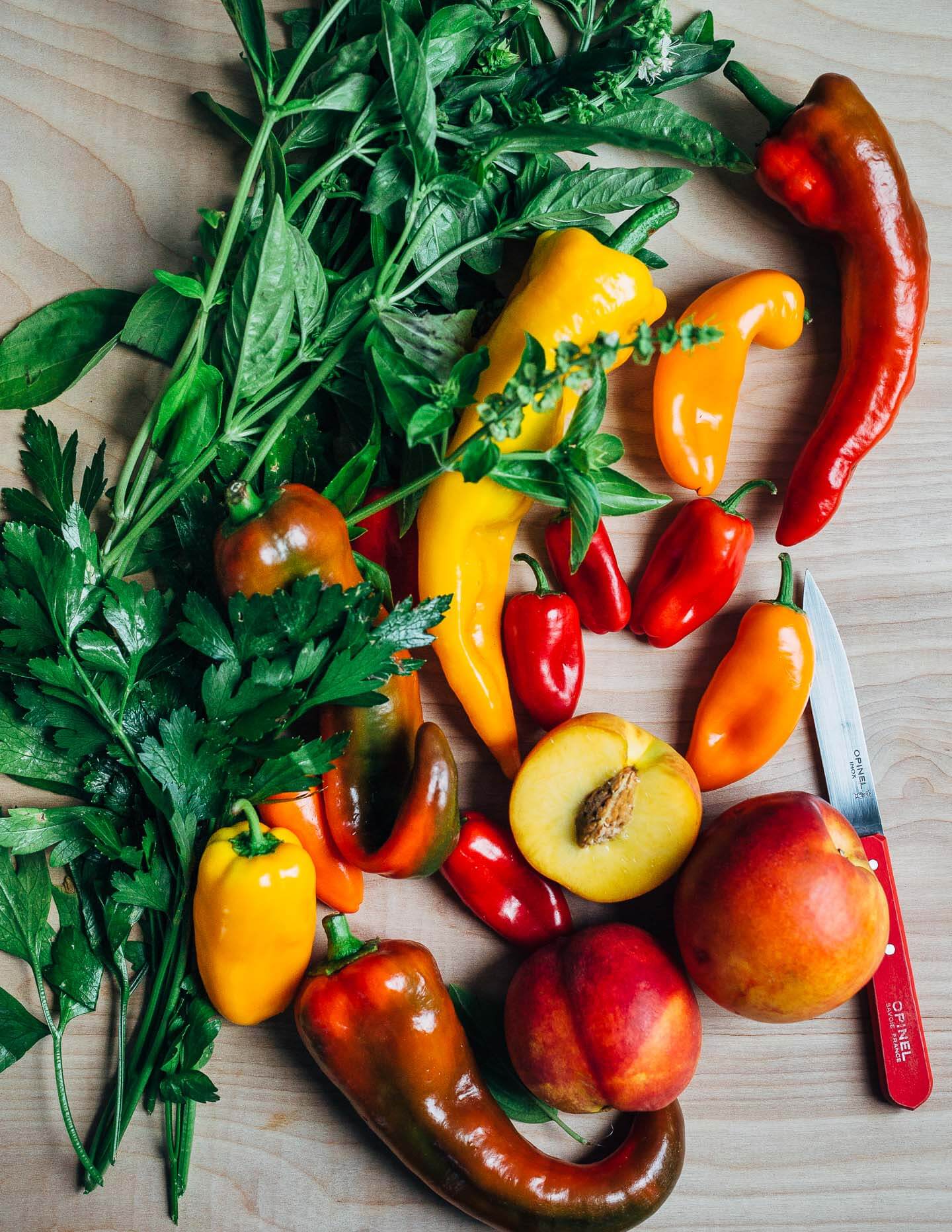 roasted pepper, nectarine and ricotta grilled pizzas // brooklyn supper