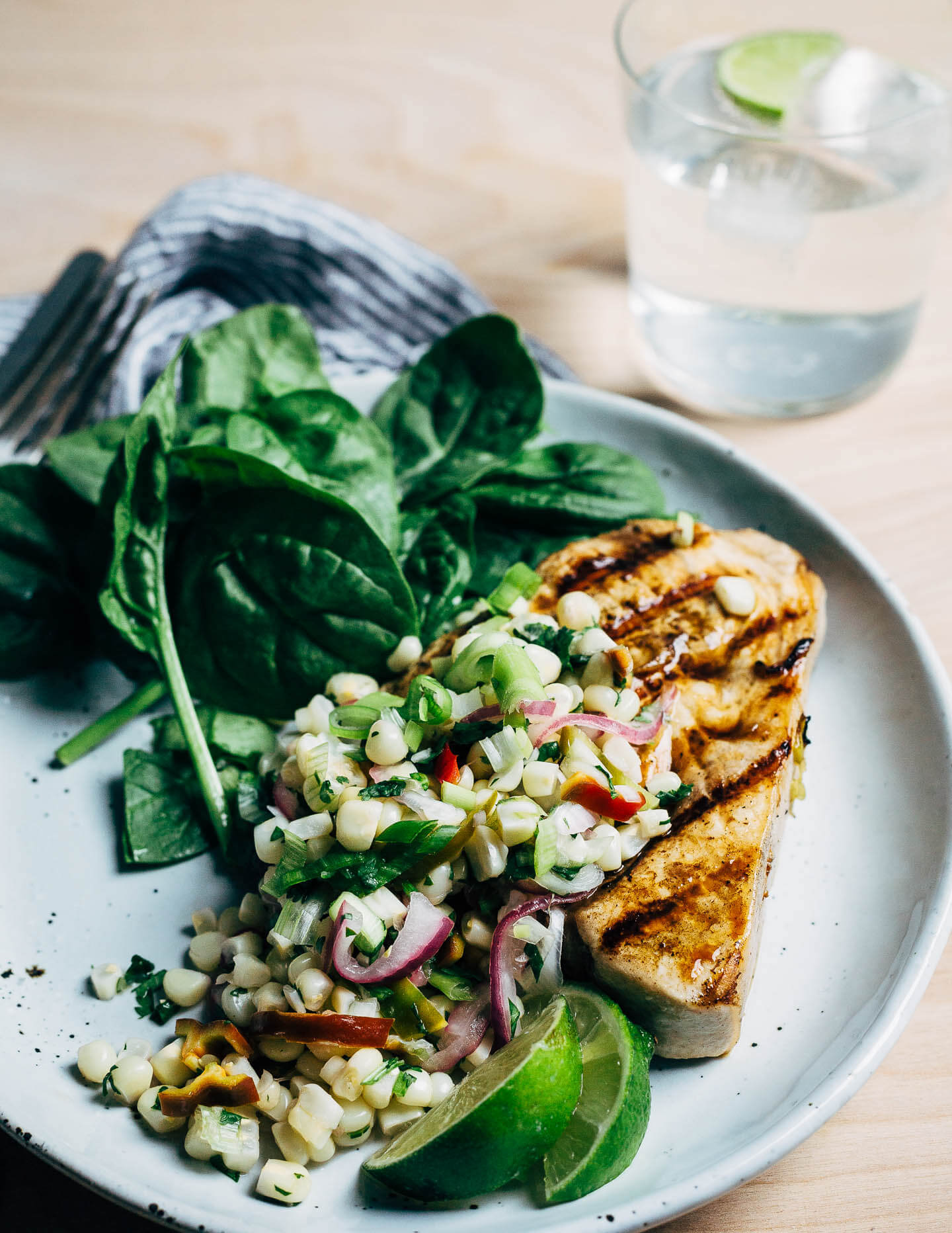 grilled swordfish steaks with herbed corn salad // brooklyn supper