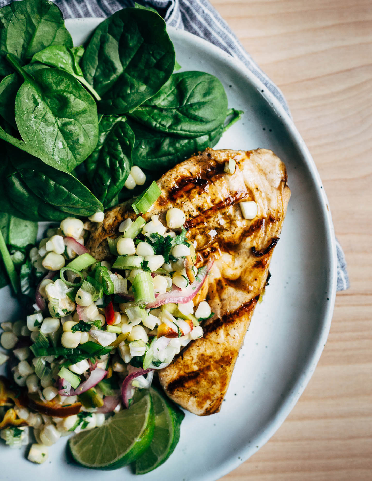 grilled swordfish steaks with herbed corn salad // brooklyn supper