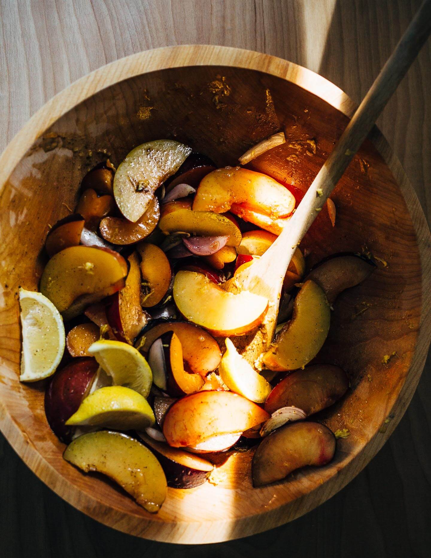 A simple sheet pan chicken and plums recipe featuring crispy saffron- and garlic-infused chicken topped with a sweet and savory plum pan sauce. 