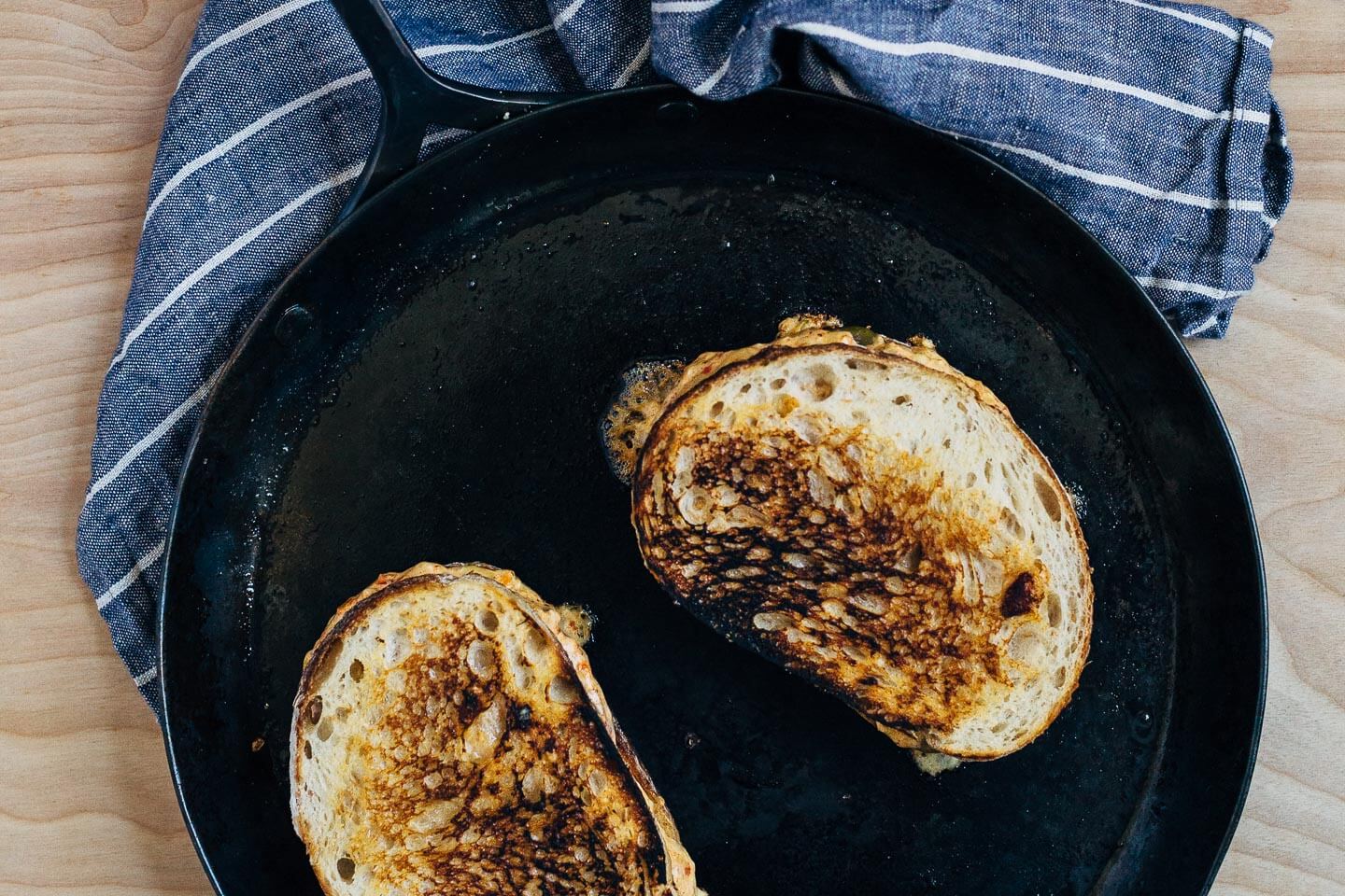 Delightfully gooey and rich grilled pimento cheese sandwiches.