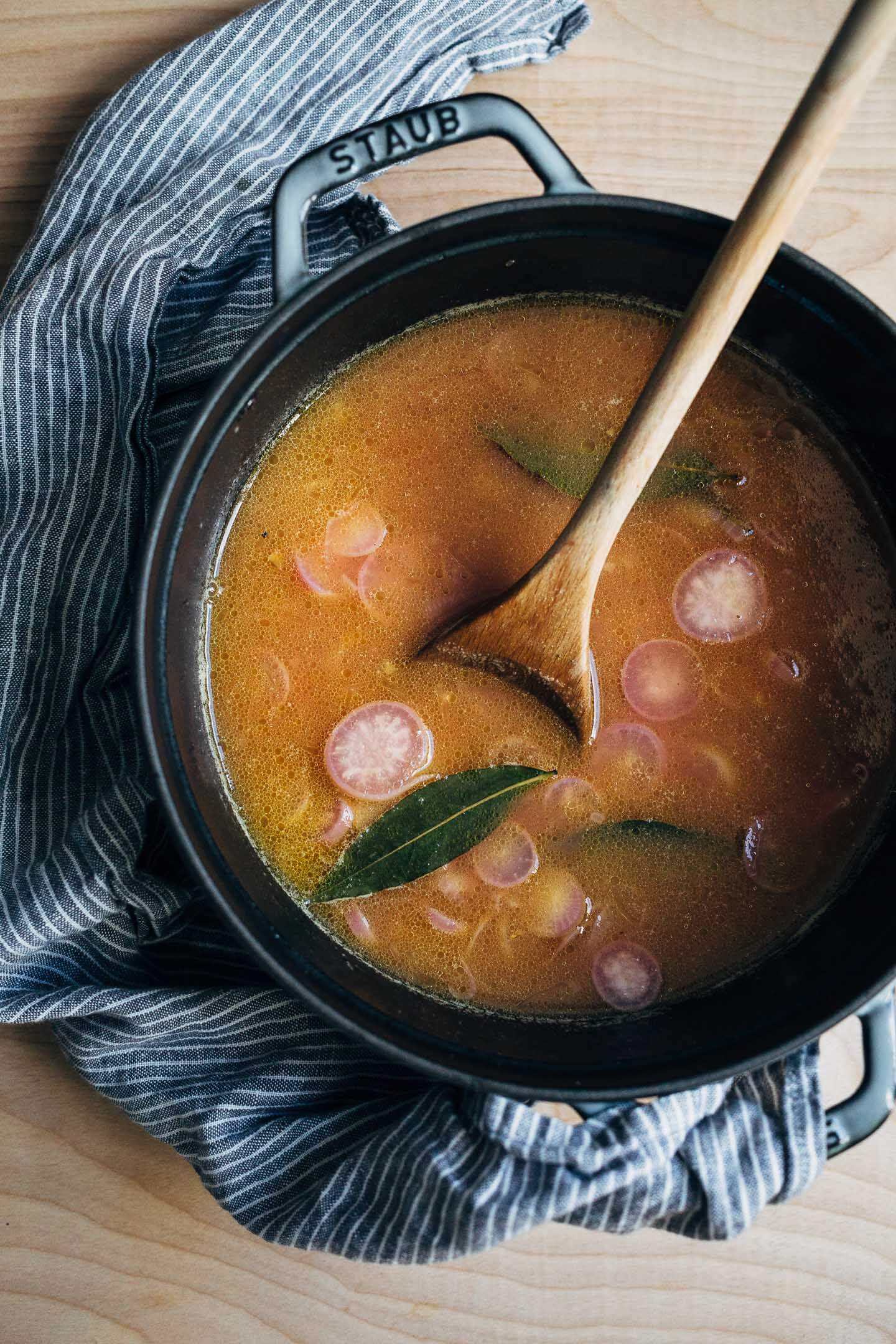 pink radish soup with fried shallots // brooklyn supper