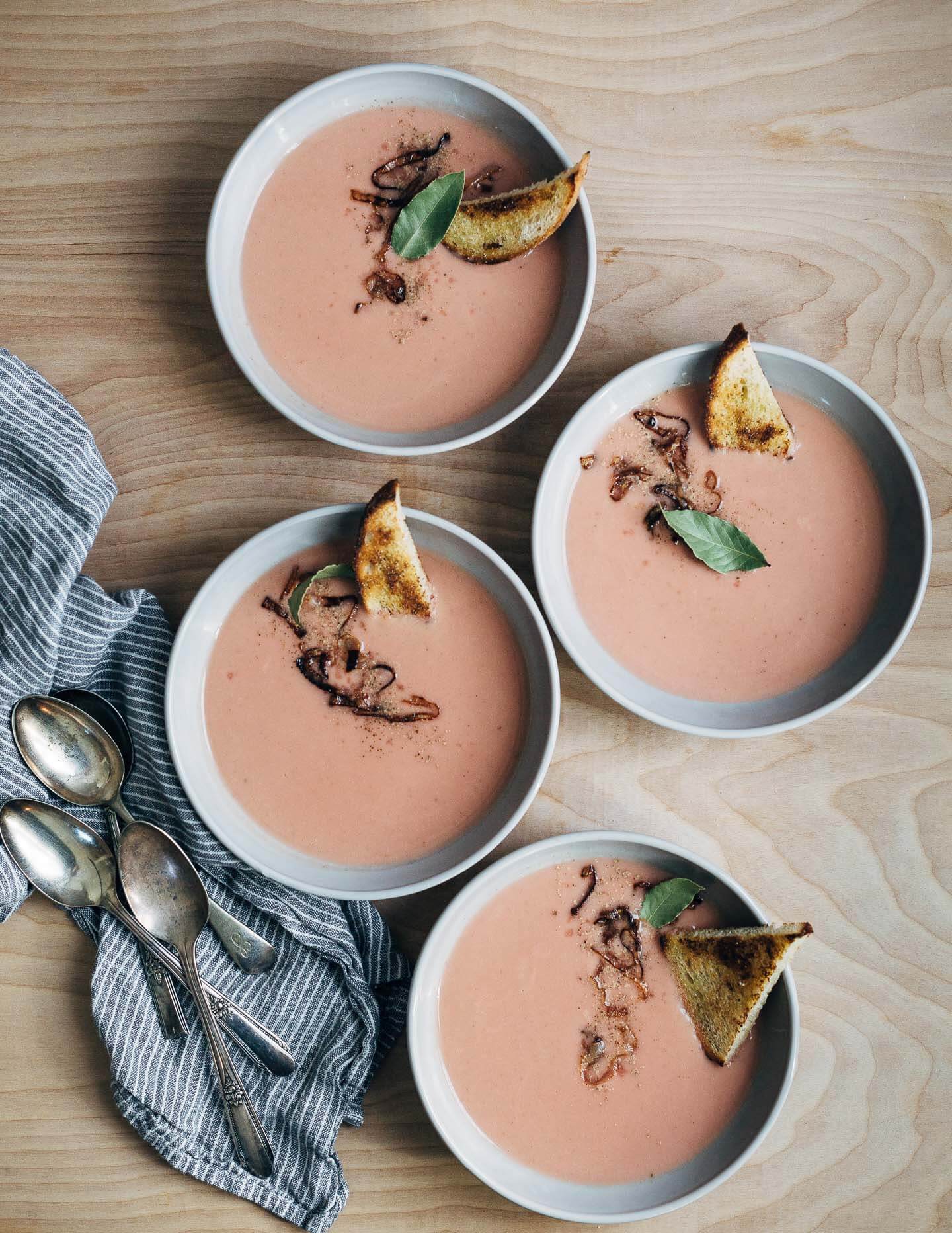 pink radish soup with fried shallots // brooklyn supper