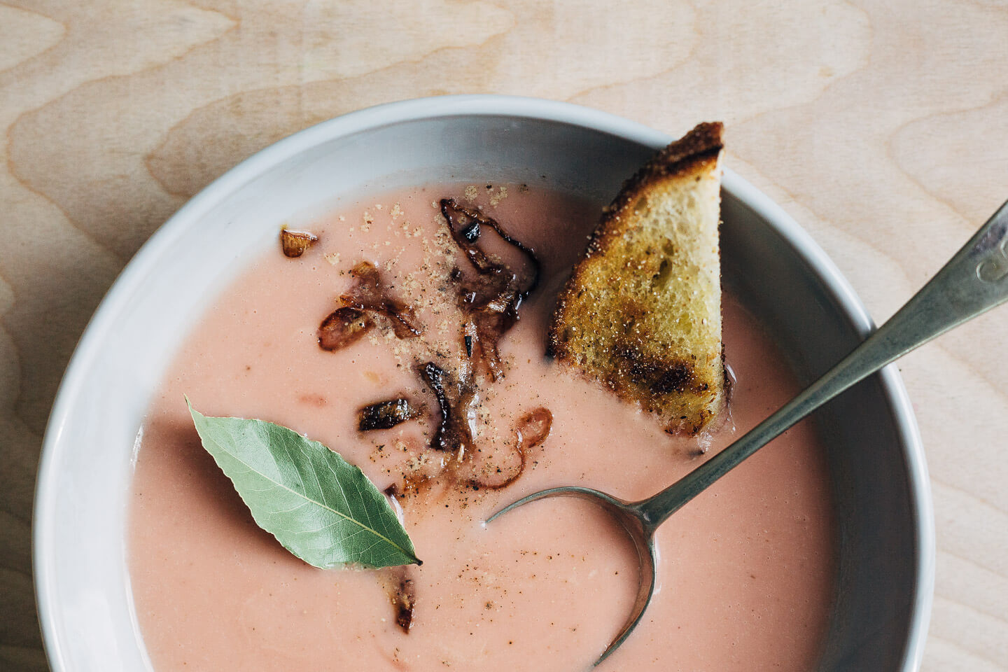 pink radish soup with fried shallots // brooklyn supper