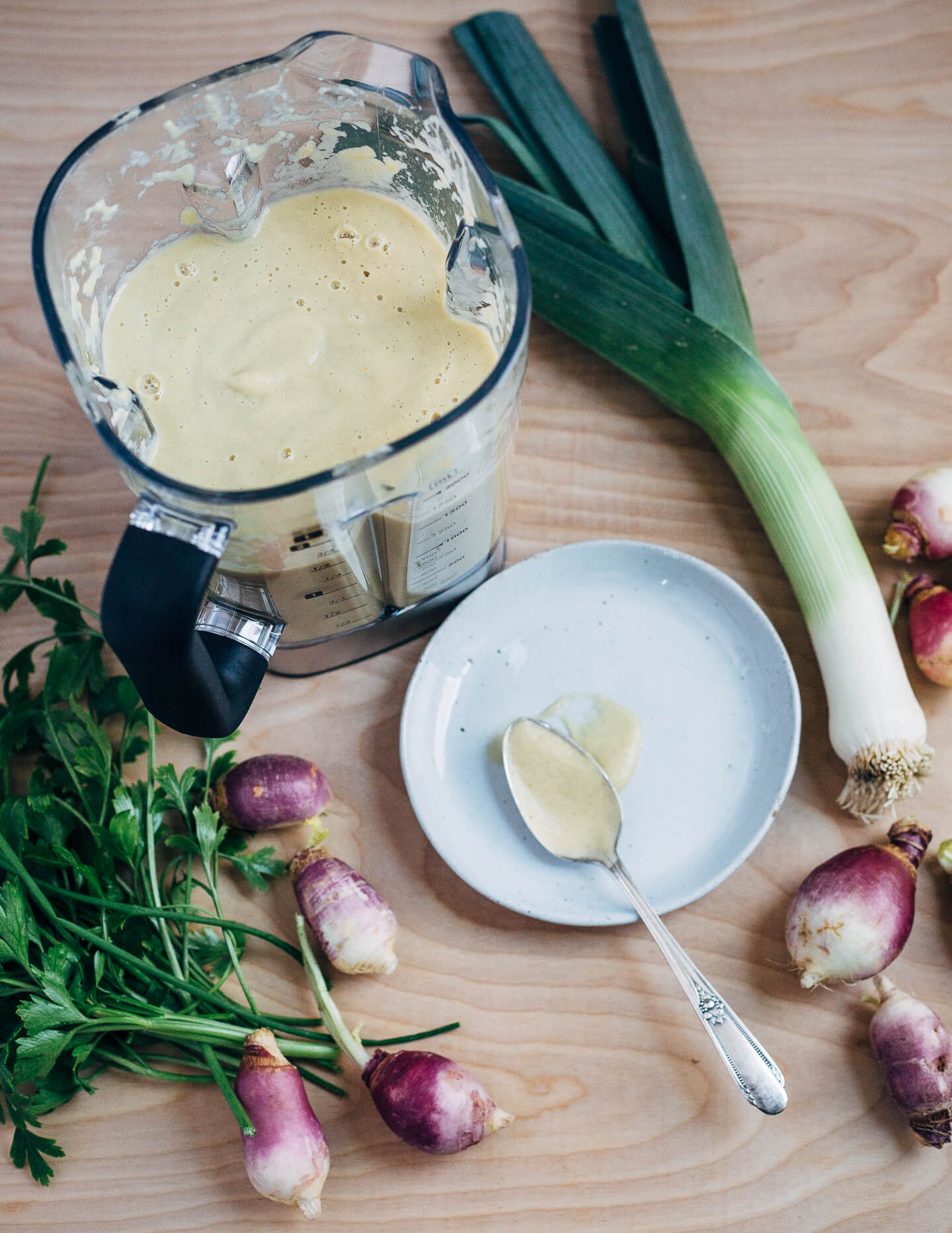 A simple leek and turnip soup for chilly nights. Made with leeks and turnips sautéed in brown butter, this is a peppery, beautifully balanced 5-ingredient soup.