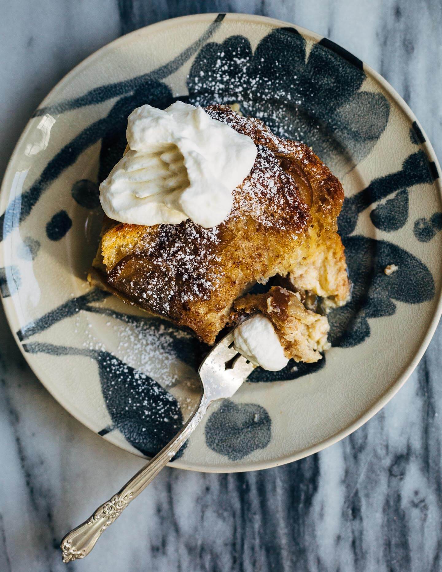 Seckel pears sautéed in brown butter syrup and slices of brioche dipped in cinnamon sugar elevate this simple seckel pear bread pudding recipe. 