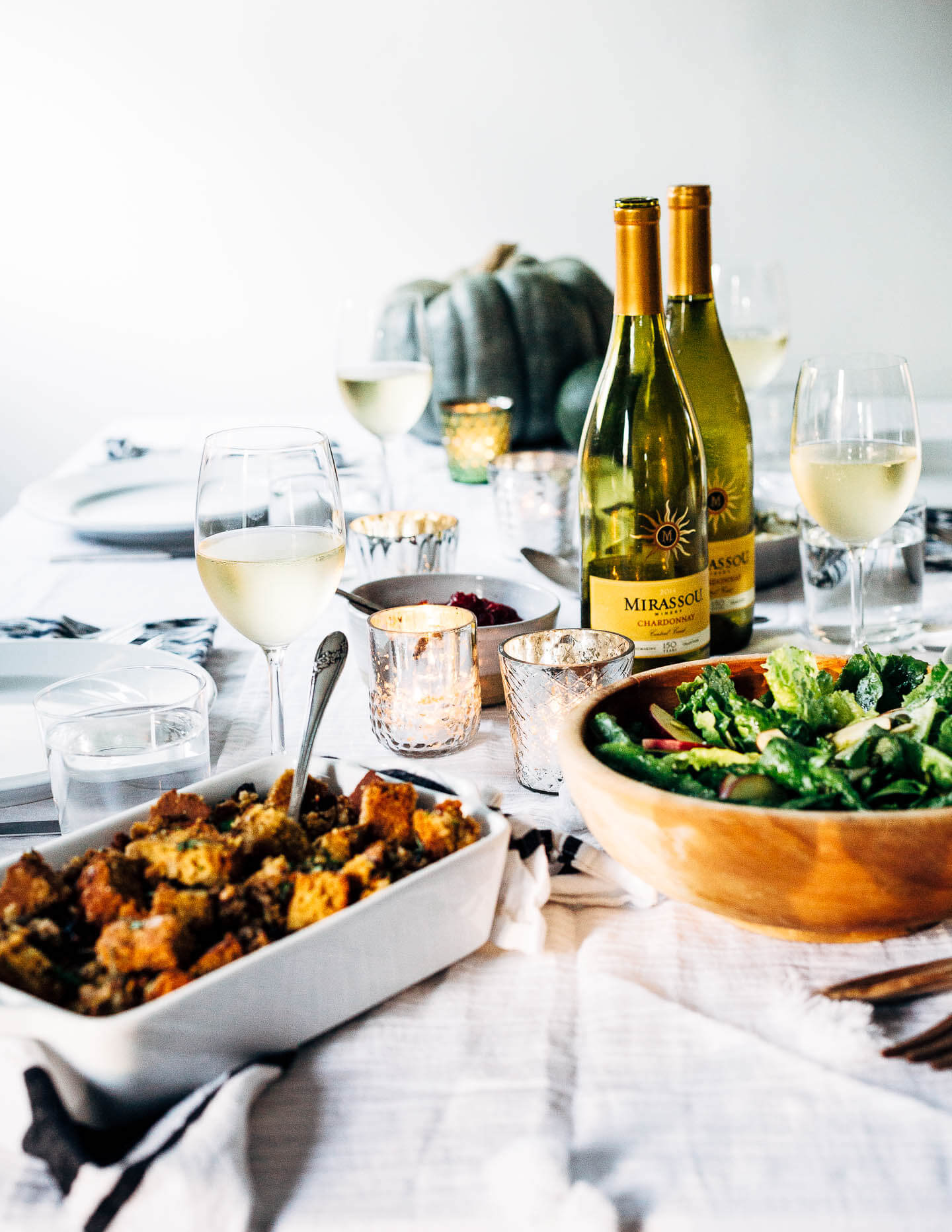 A rich, sating vegetarian Friendsgiving menu and a plant-based, gluten-free recipe for wild rice and cornbread stuffing.