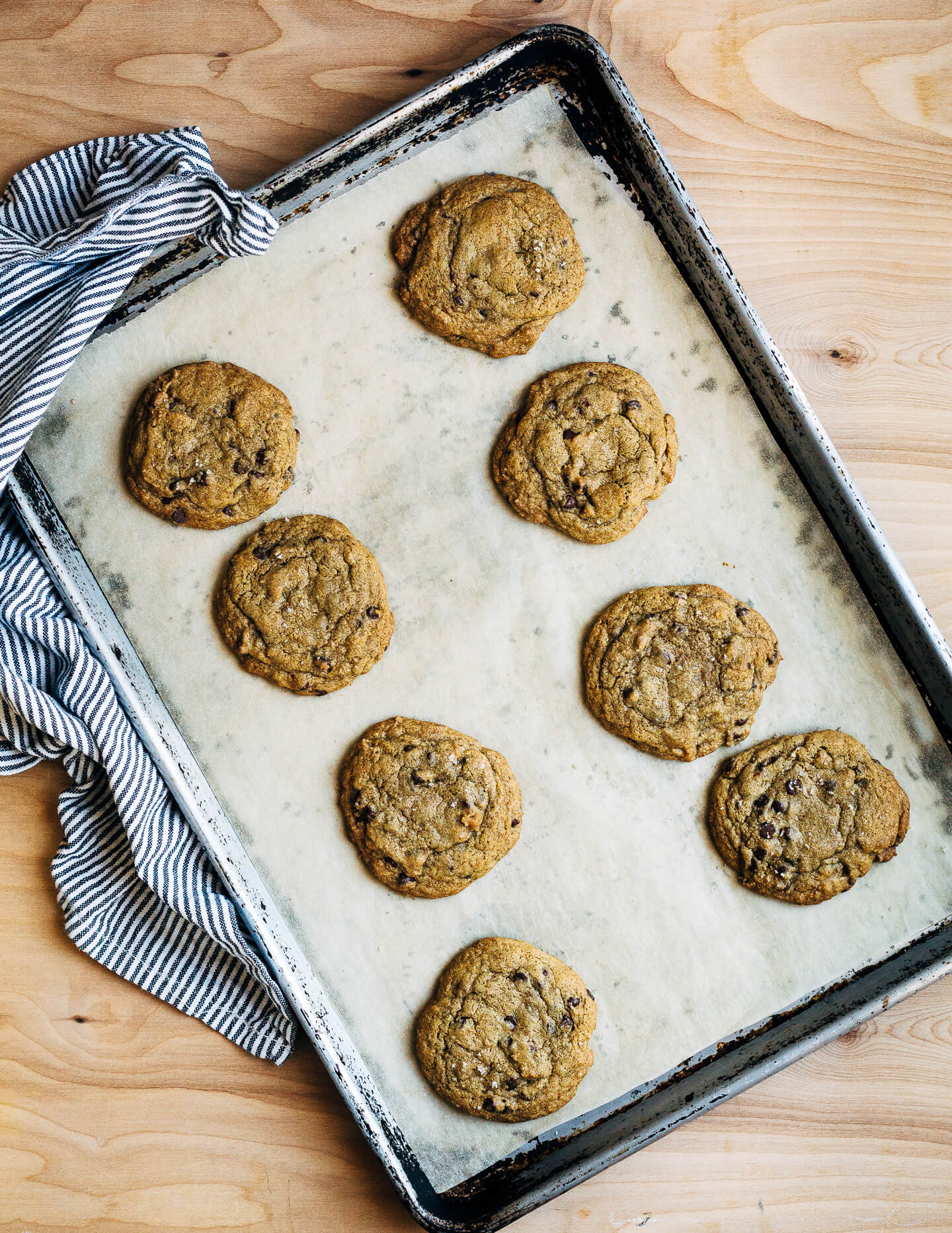 These nutty rye chocolate chip cookies are made with fragrant toasted rye flour and a few extra drizzles of molasses.