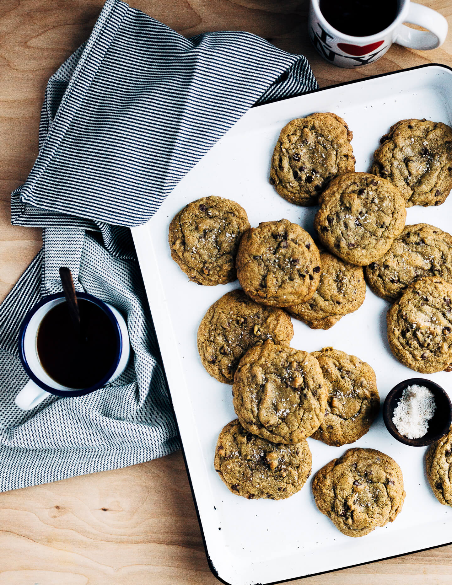 These nutty rye chocolate chip cookies are made with fragrant toasted rye flour and a few extra drizzles of molasses.