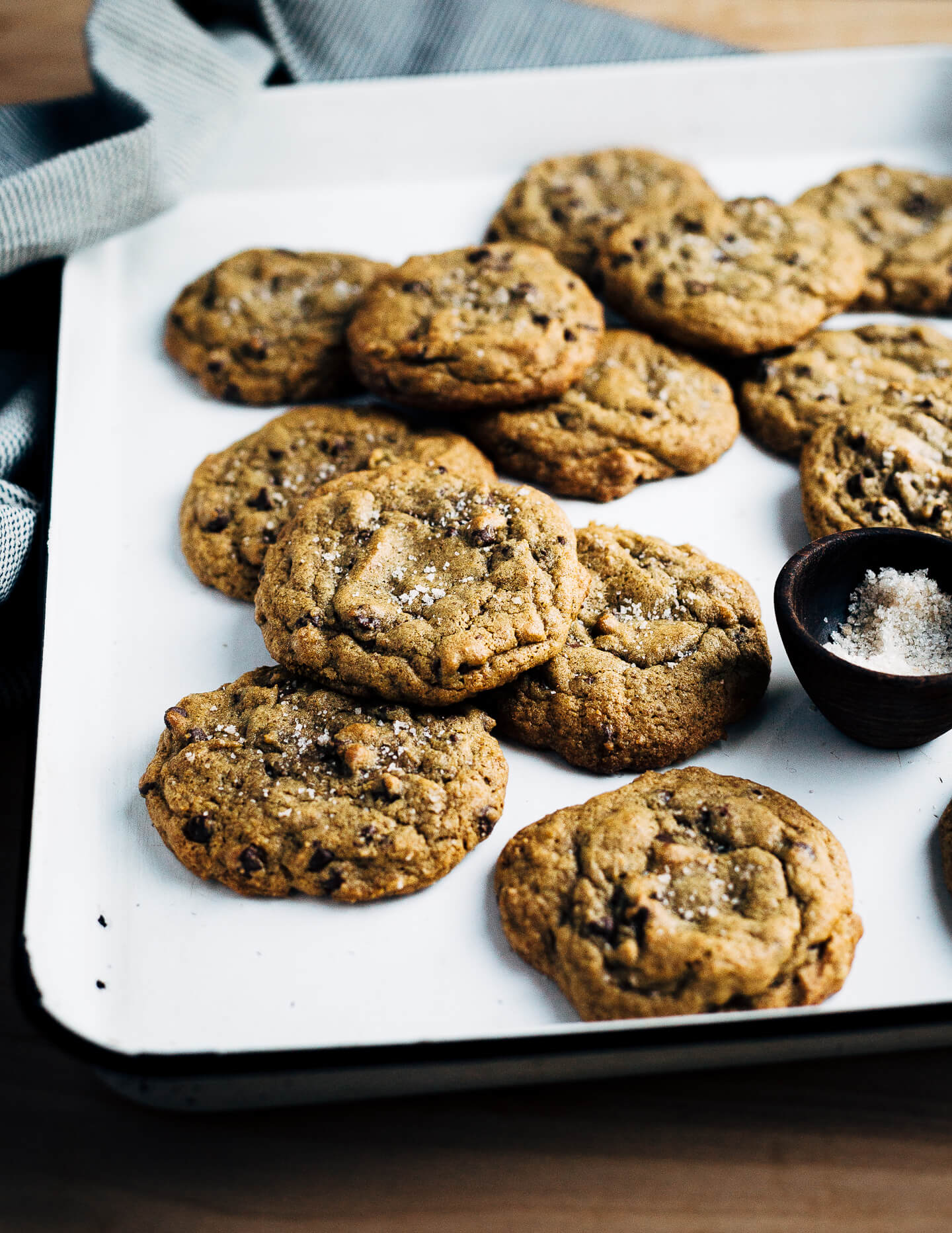 These nutty rye chocolate chip cookies are made with fragrant toasted rye flour and a few extra drizzles of molasses.