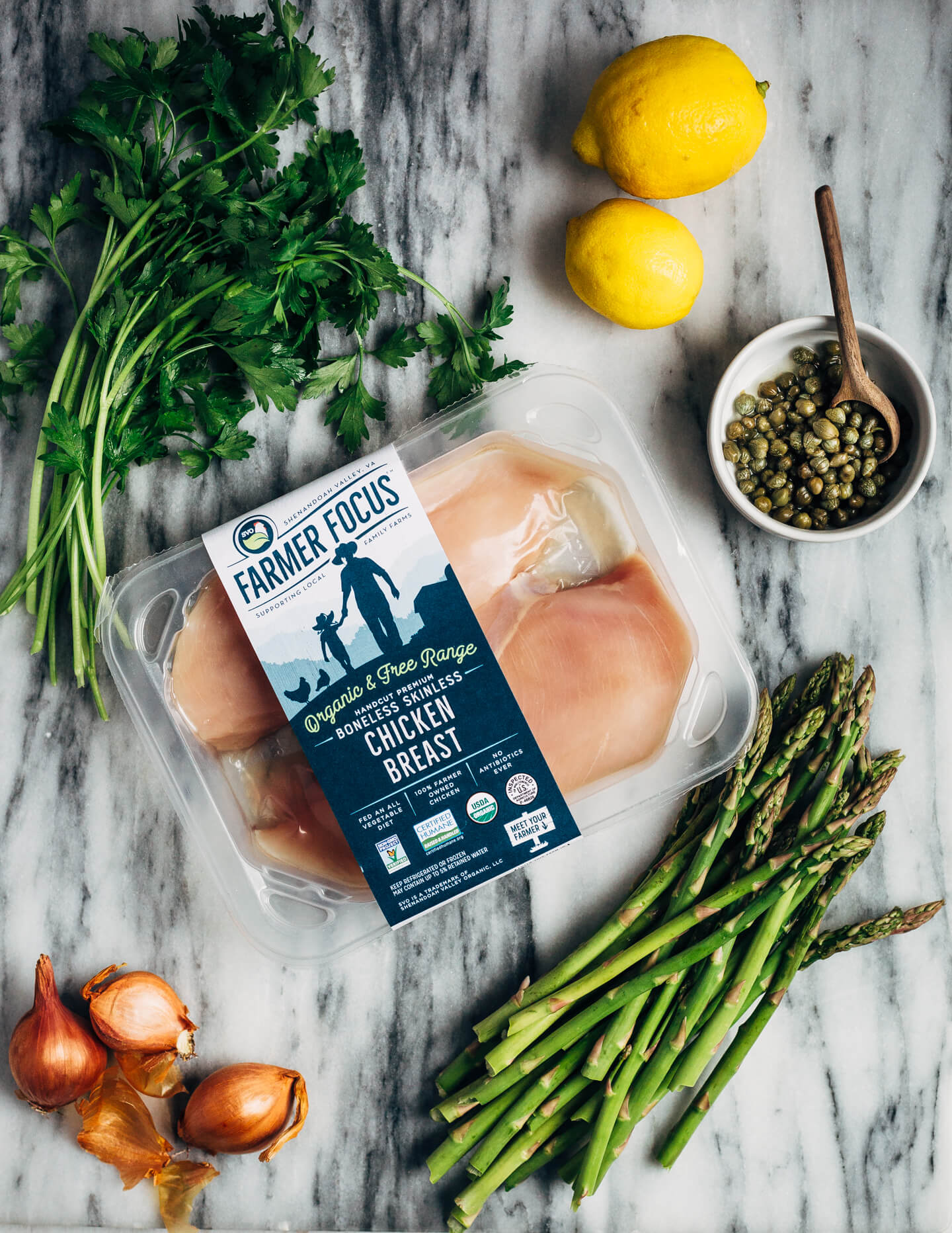 Chicken Piccata with Angel Hair Pasta and Asparagus