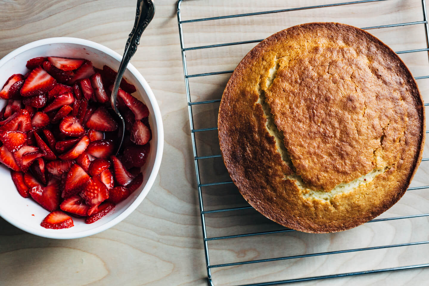 From Melissa Coleman's new book The Minimalist Kitchen, a delightfully simple strawberry yogurt shortcake that's easy enough to bake on a weeknight. 