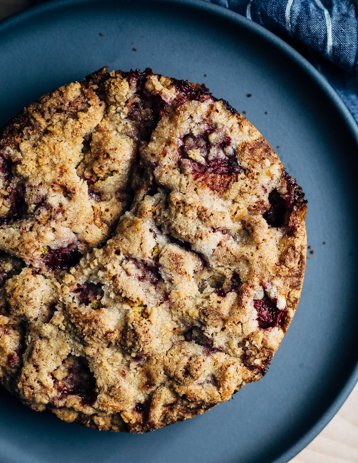 This strawberry crumb cake has a toothsome whole wheat crumb and is topped with ripe strawberries, a perfectly salty-sweet crumb topping, and unsweetened whipped cream. 