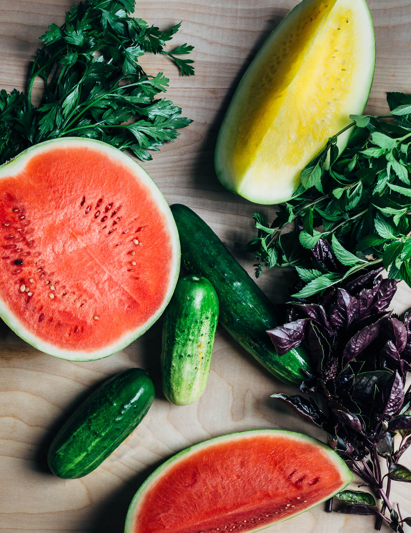 A refreshing cucumber-watermelon salad that pairs spicy-sweet watermelon wedges with lime-infused cucumbers. Spicy and cooling, this effortless summer salad is a knockout. 