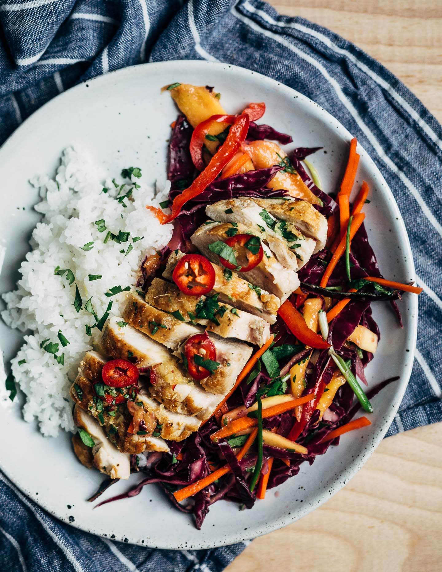 Meal Prep Chicken Breast With Thai Style Mango Slaw