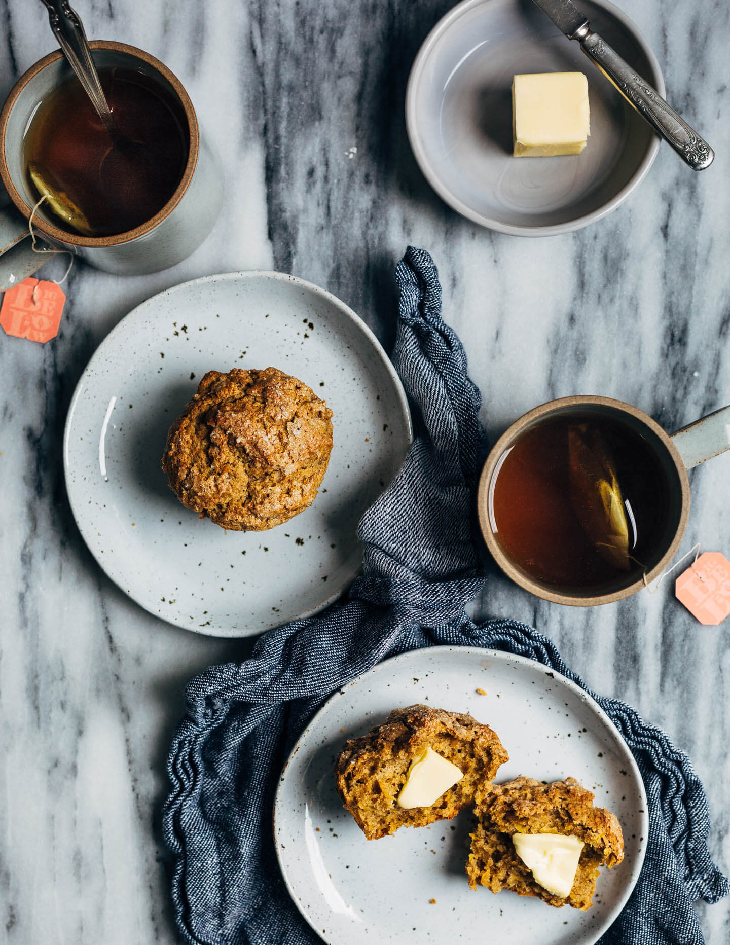 Deliciously tender, impossibly springy butternut squash muffins suffused with fresh ginger, cardamom and cloves. 