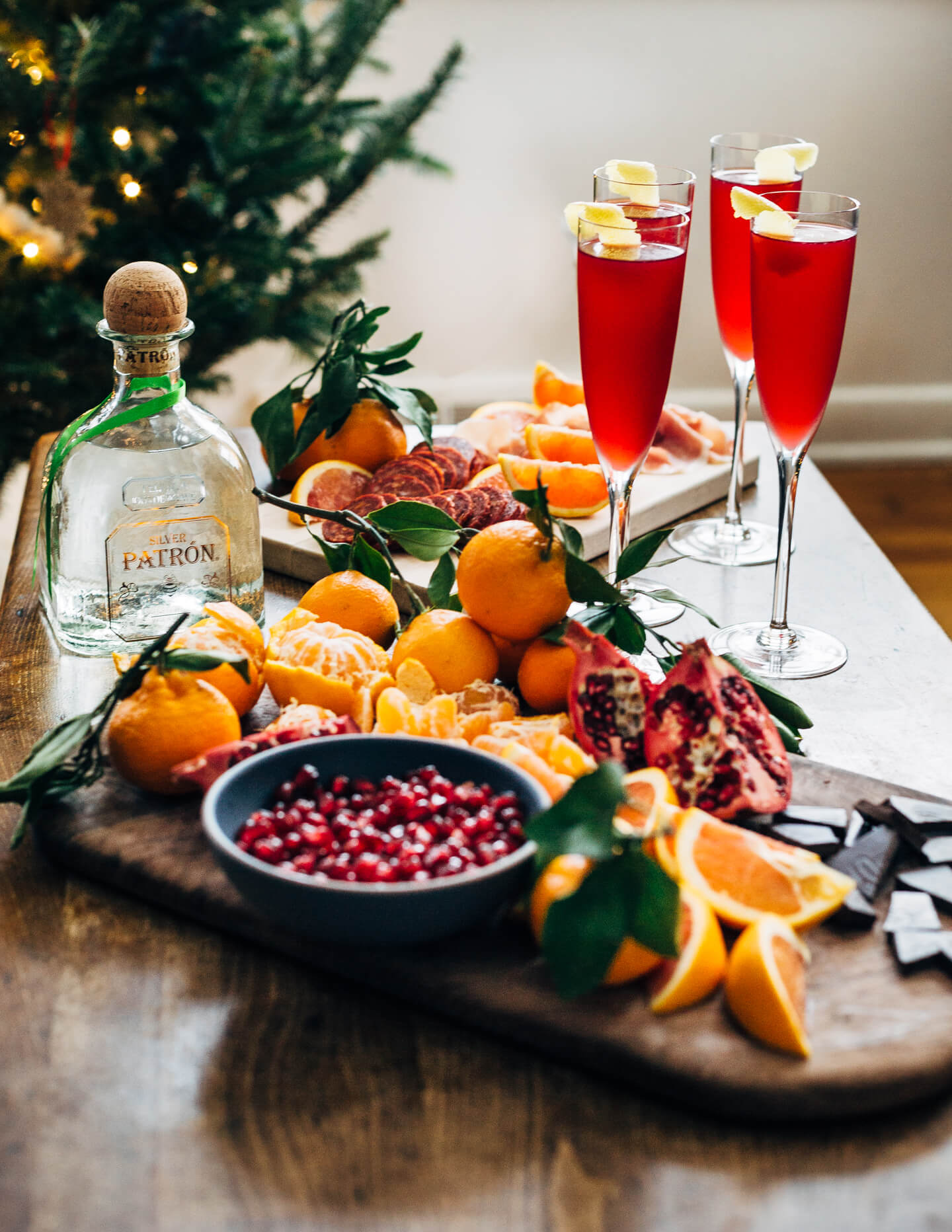 These Patrón Ruby Spritzer cocktails make for a wonderfully refreshing, jewel-toned drink perfect for the holiday season. 