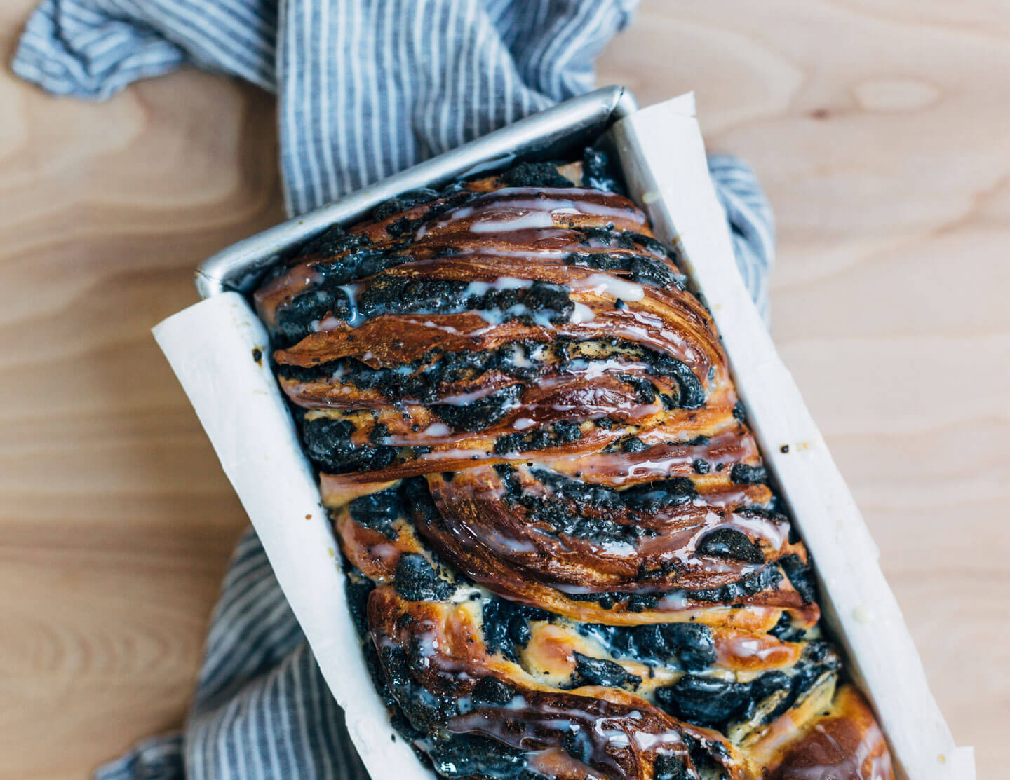 A sweet and pillowy yeasted twist bread recipe with nutty swirls of black sesame paste, from A Common Table by Cynthia Chen McTernan.