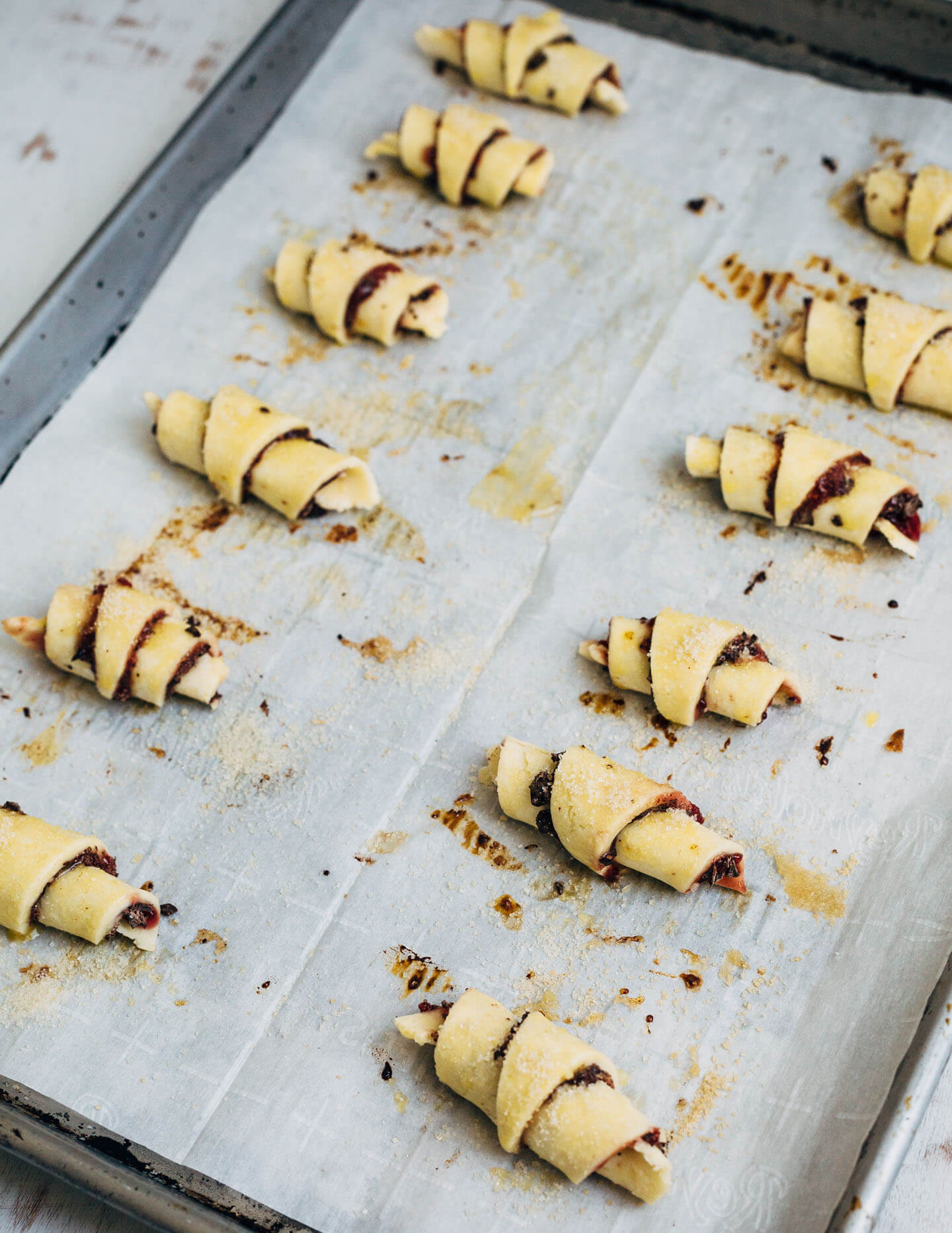 The holidays don't have to be perfect, but they should be delicious. Today I'm sharing a simple, forgiving recipe for flaky, sugar-flecked raspberry-chocolate rugelach.