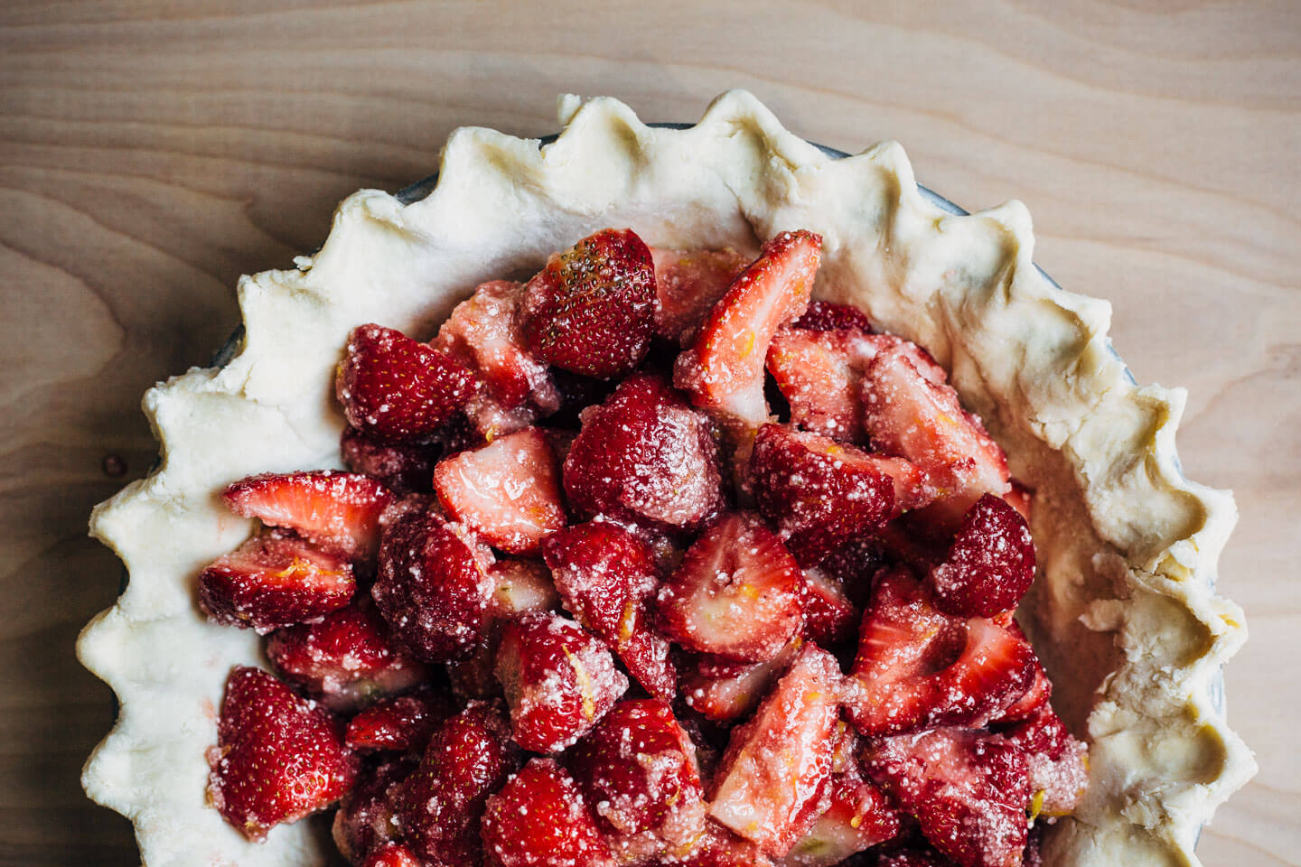 A supremely delicious strawberry crumble pie with all the jammy sweetness of in-season strawberries and a toothsome buttery oat crumble topping. 