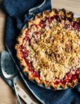 A supremely delicious strawberry crumble pie with all the jammy sweetness of in-season strawberries and a toothsome buttery oat crumble topping. 
