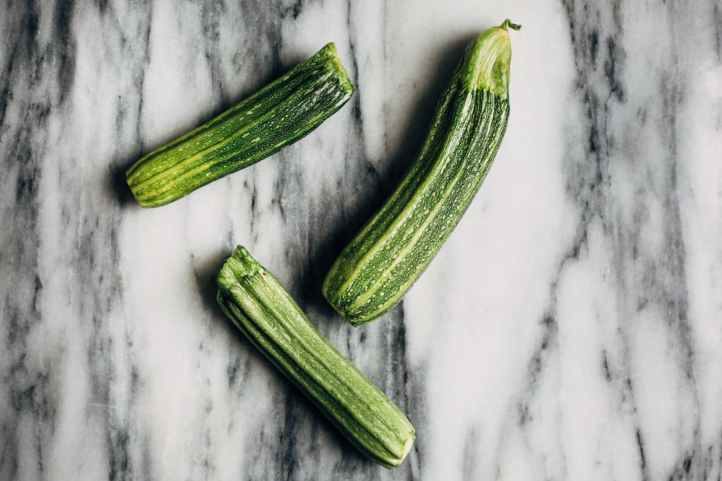 Freshly harvested zucchini.