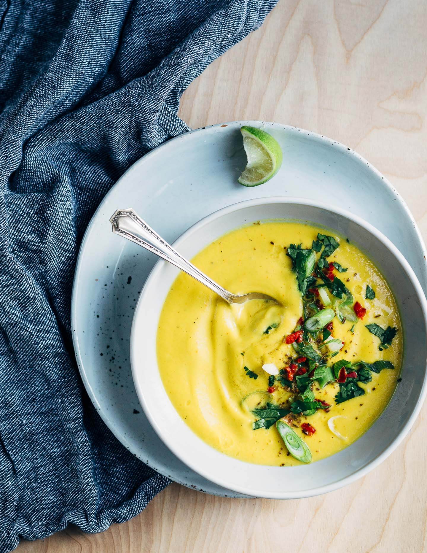 A simple cauliflower soup that’s cooked on the stovetop. 