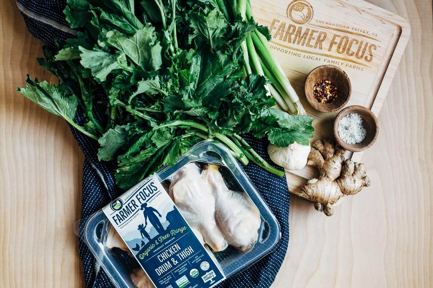 Farmer Focus Chicken Drums and Thighs and broccoli rabe are the main ingredients for this simple skillet chicken recipe. 