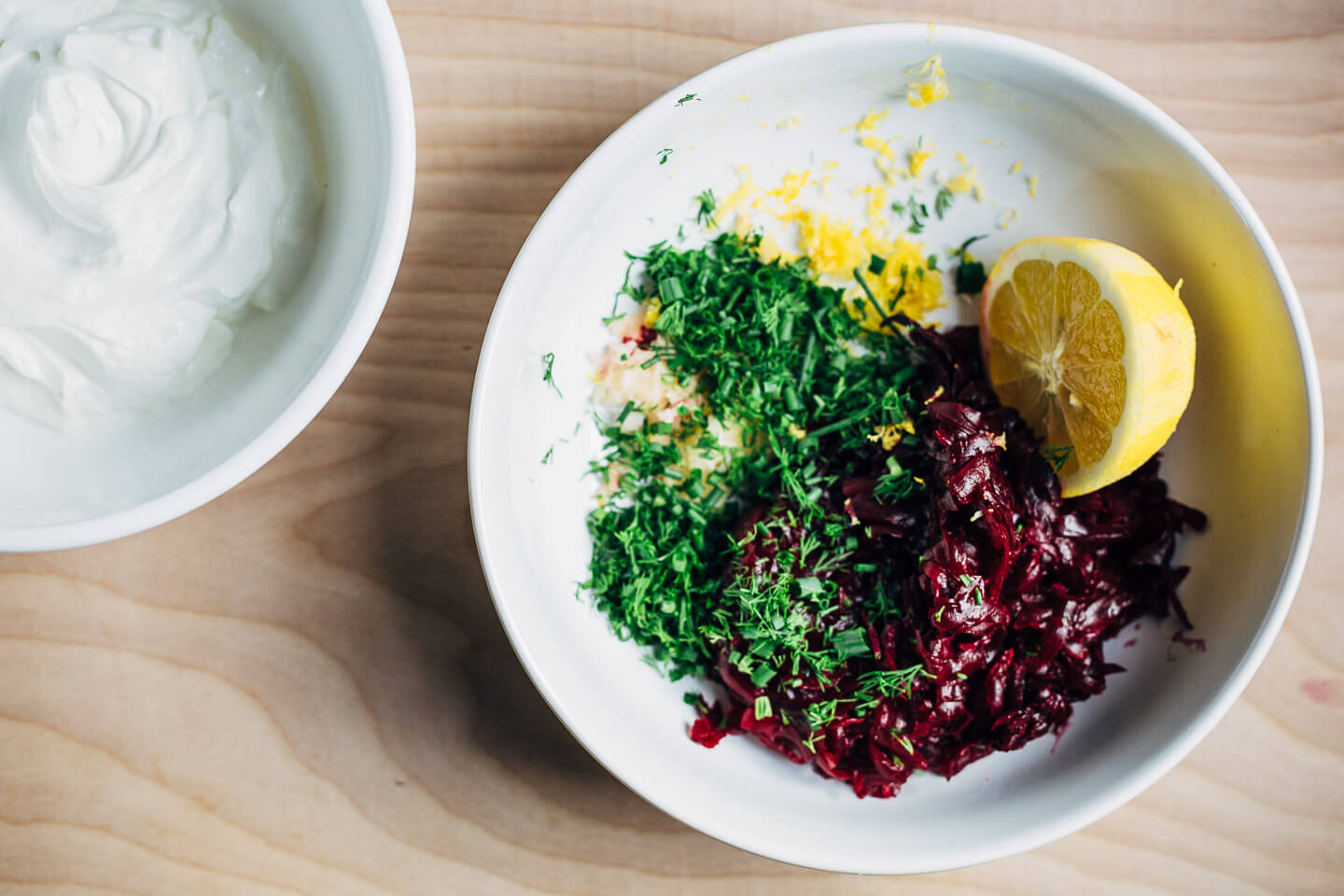 Vegan beet tzatziki ingredients