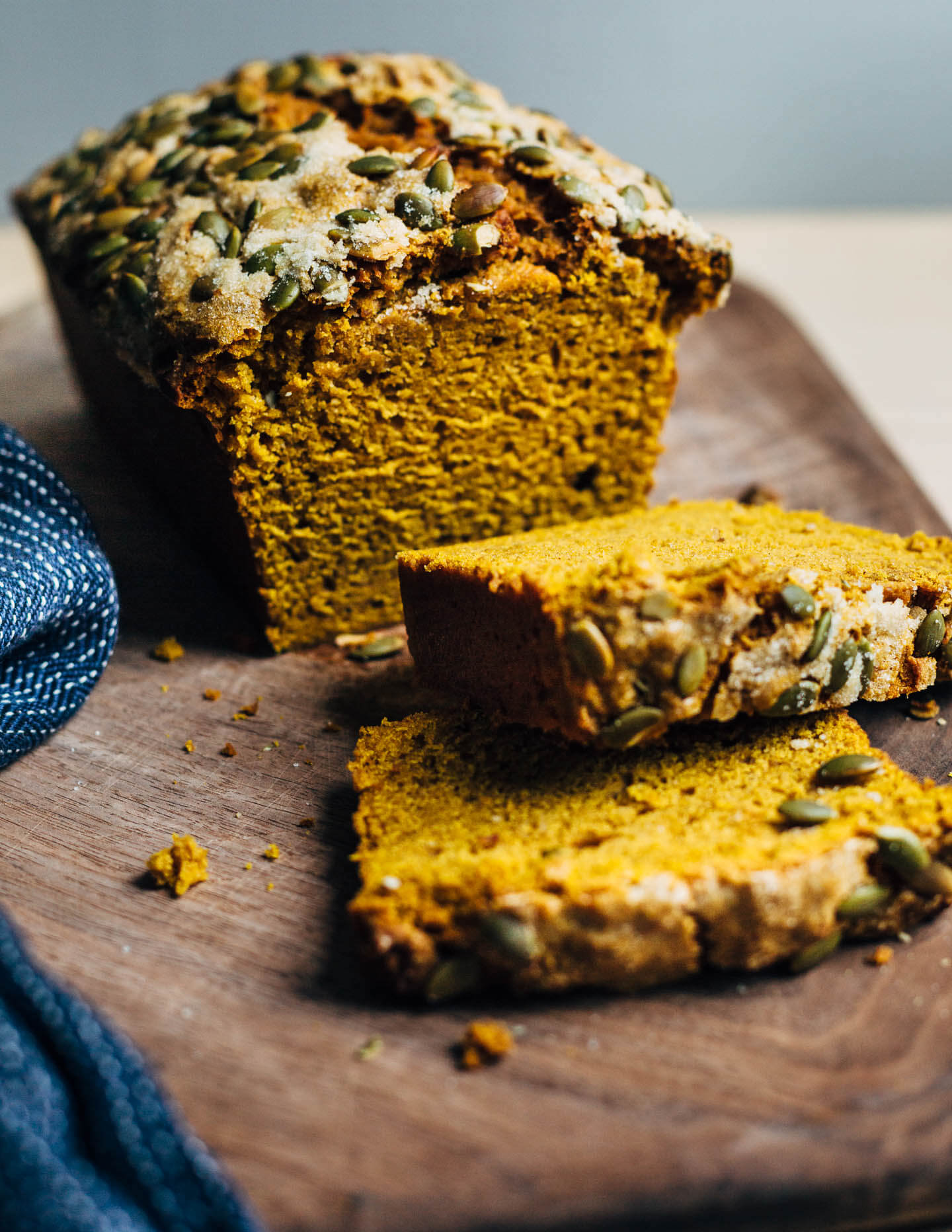 Spiced olive oil pumpkin bread is a wonderful way to harness the flavors of the season. Fresh roasted winter squash imbues this pumpkin bread recipe with rich, wonderfully of-the-moment flavor. 