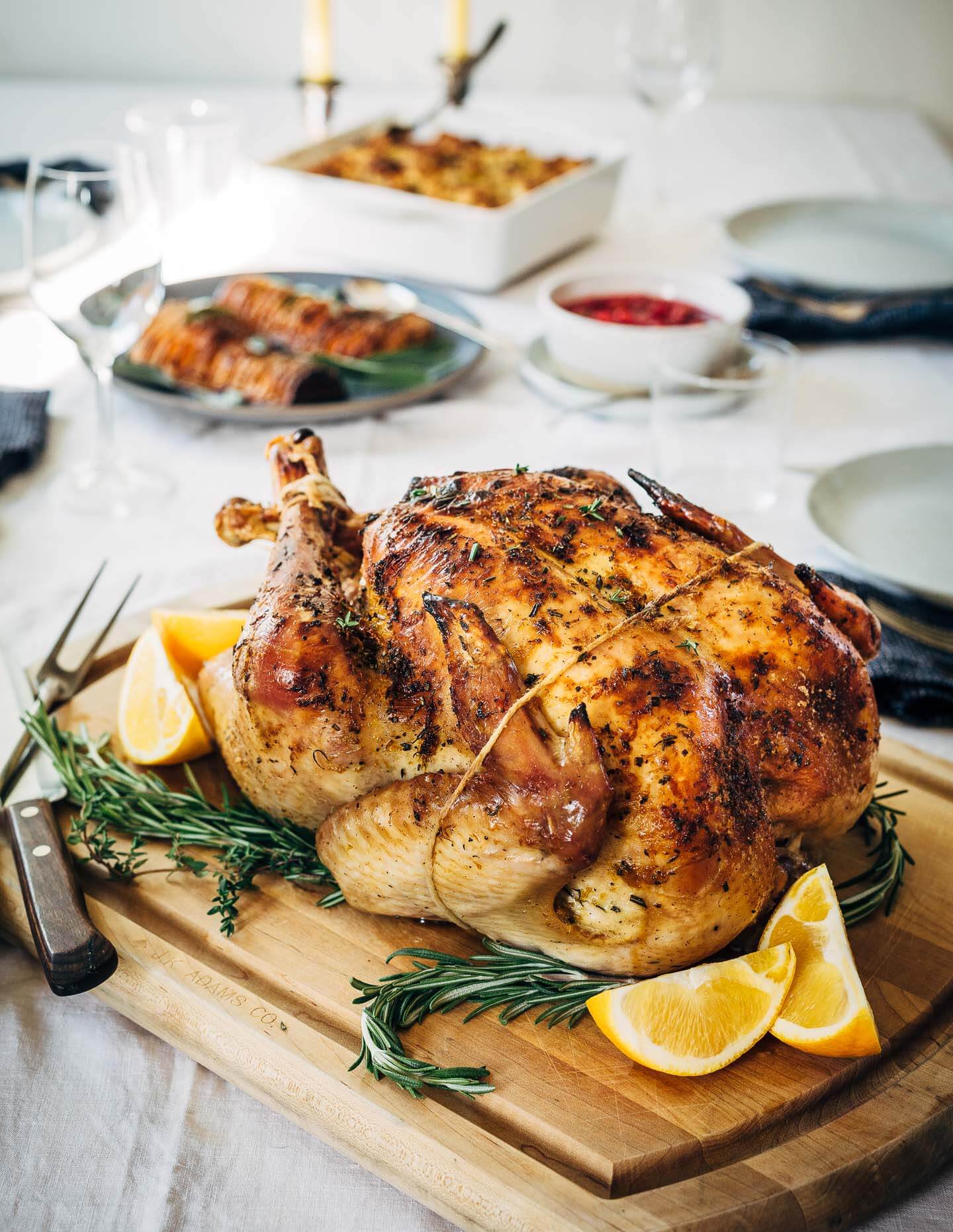 A perfectly roasted rosemary-orange turkey for Thanksgiving. 