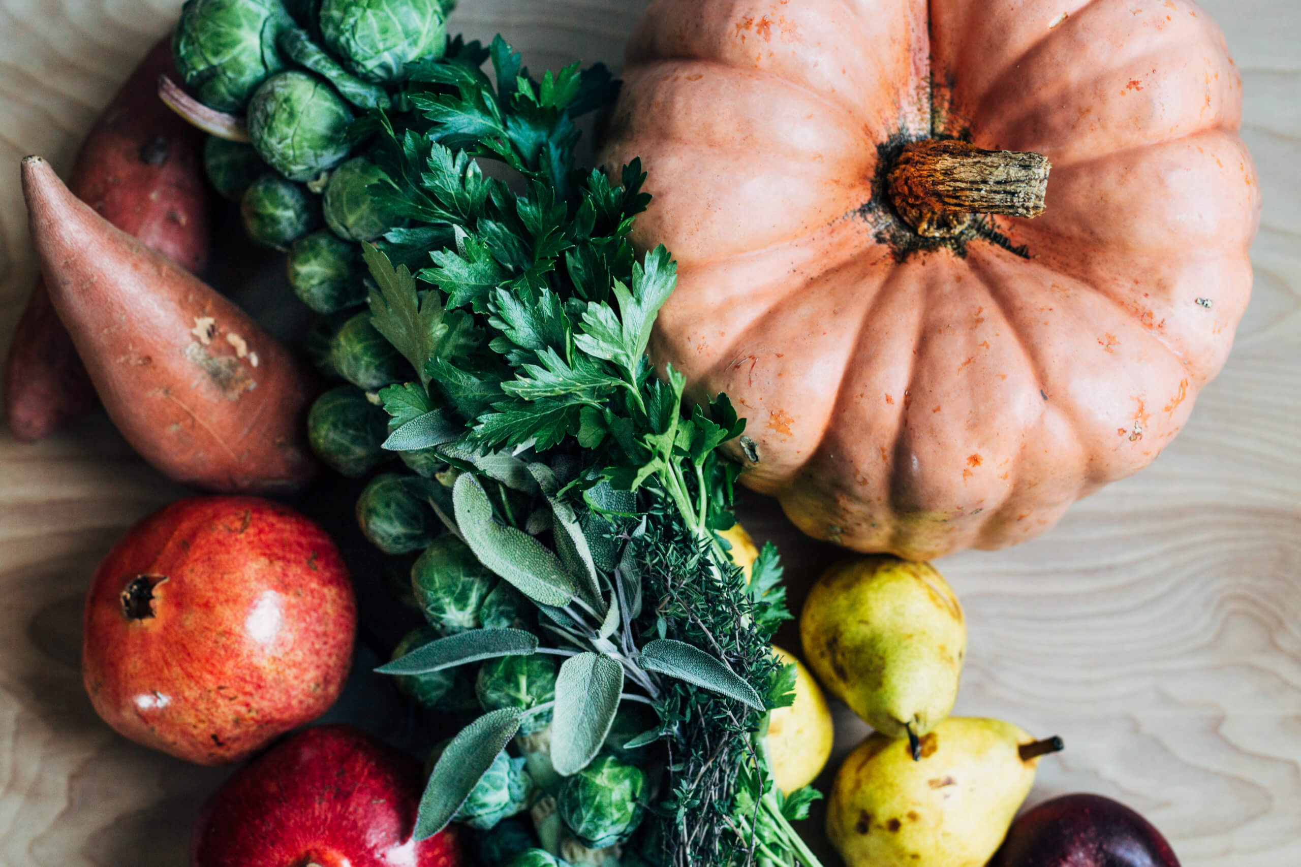 An Autumn Crown pumpkin and other seasonal ingredients. 