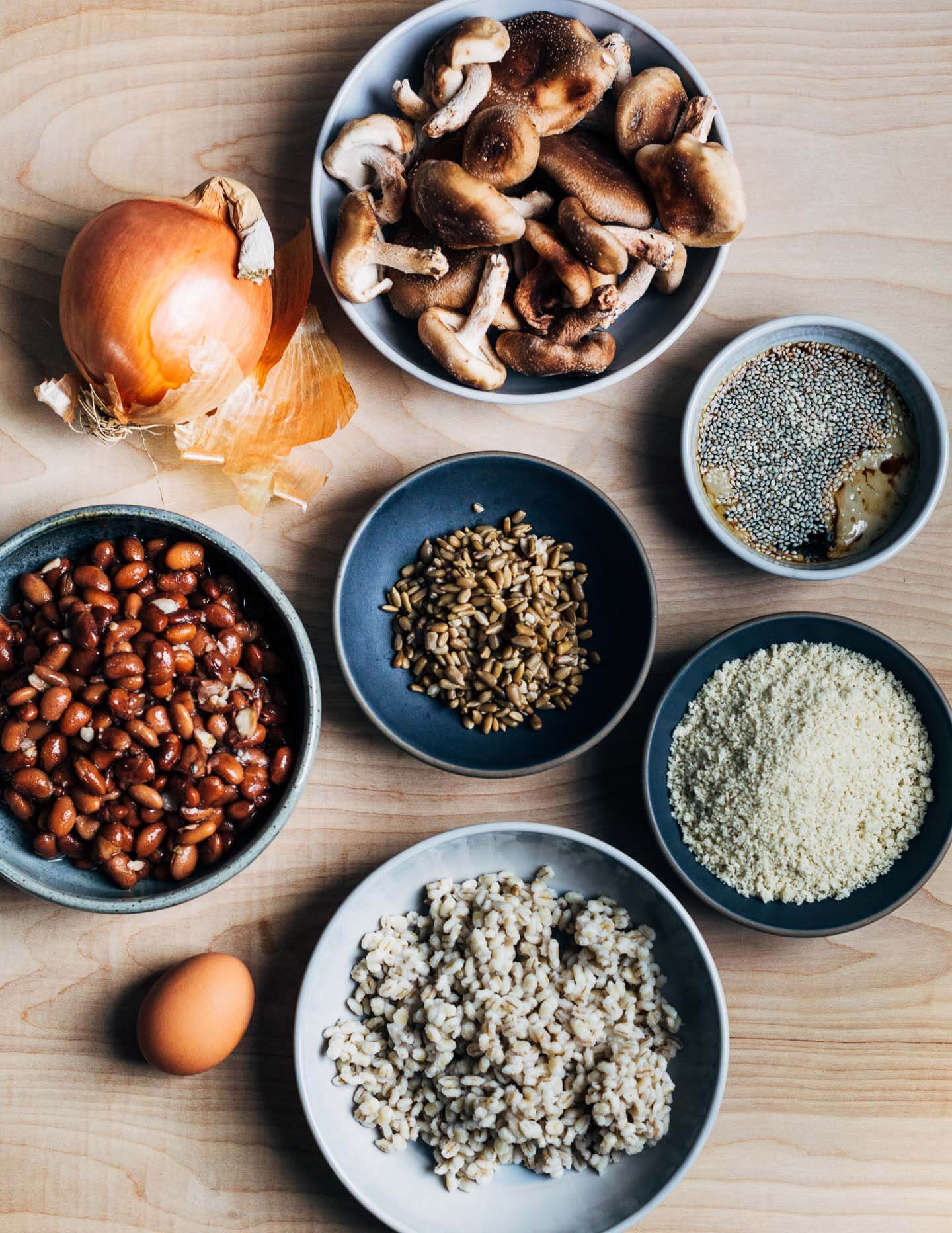 Ingredients for tahini veggie burgers.