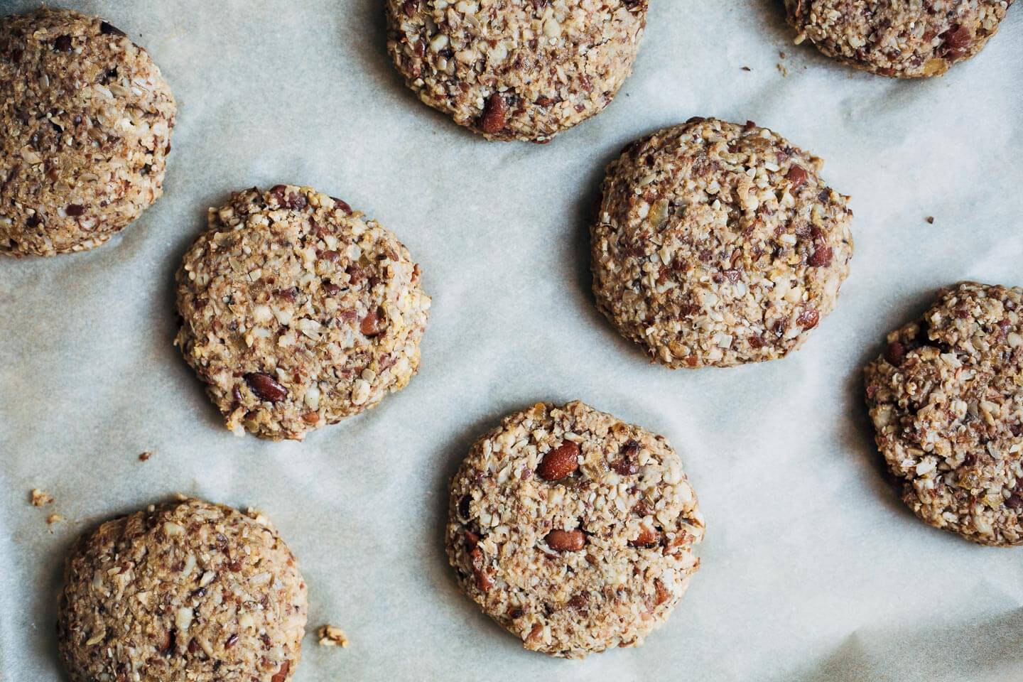 Tahini veggie burgers, ready to cook. 