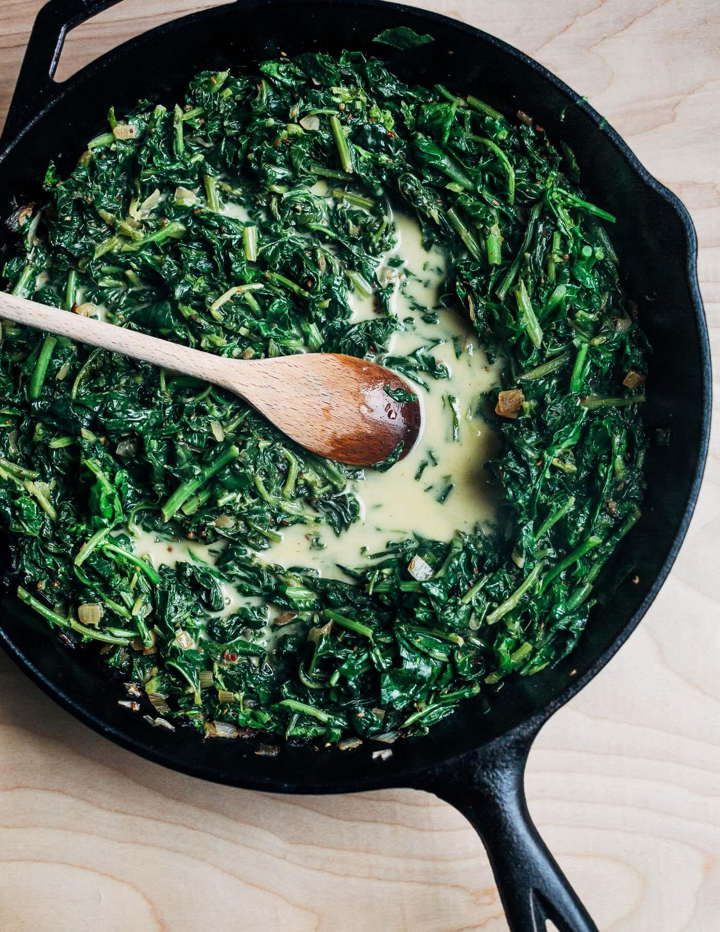 Coconut milk braised greens