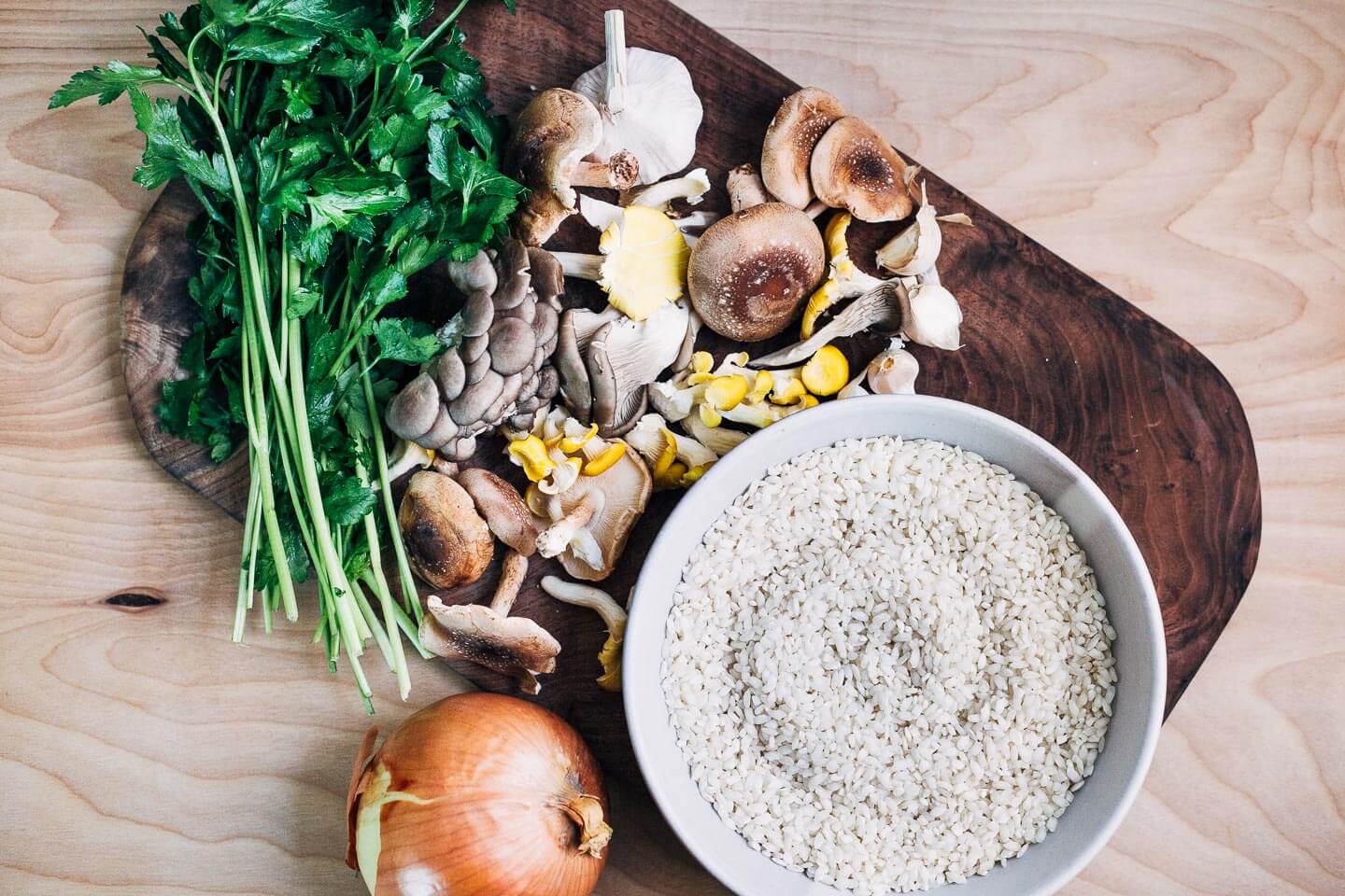 Ingredients for vegan risotto. 