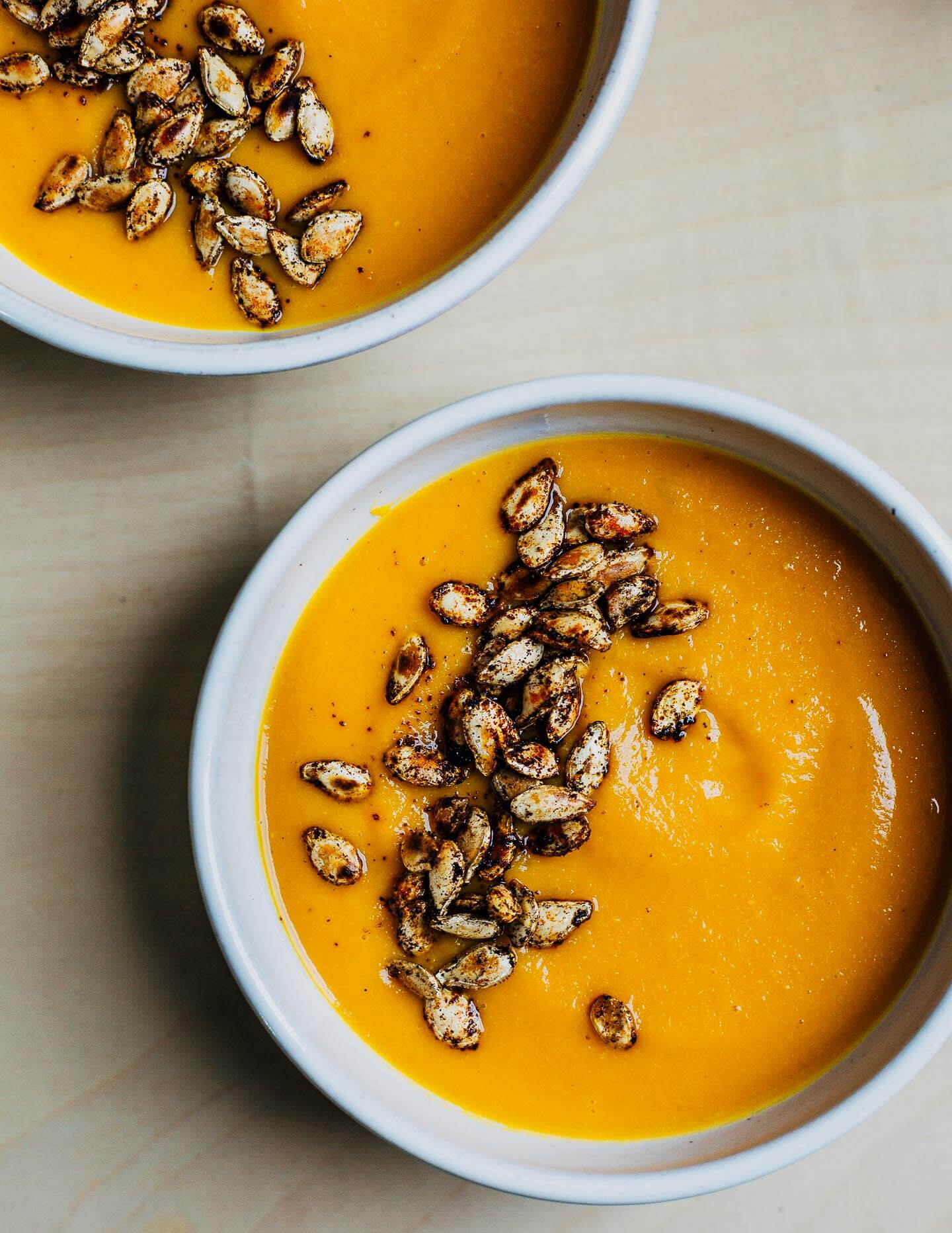A simple vegan Honeynut squash and apple soup made with fresh ginger, tart apples, and sweet Honeynut squash (or whatever winter squash you happen to have on hand). 