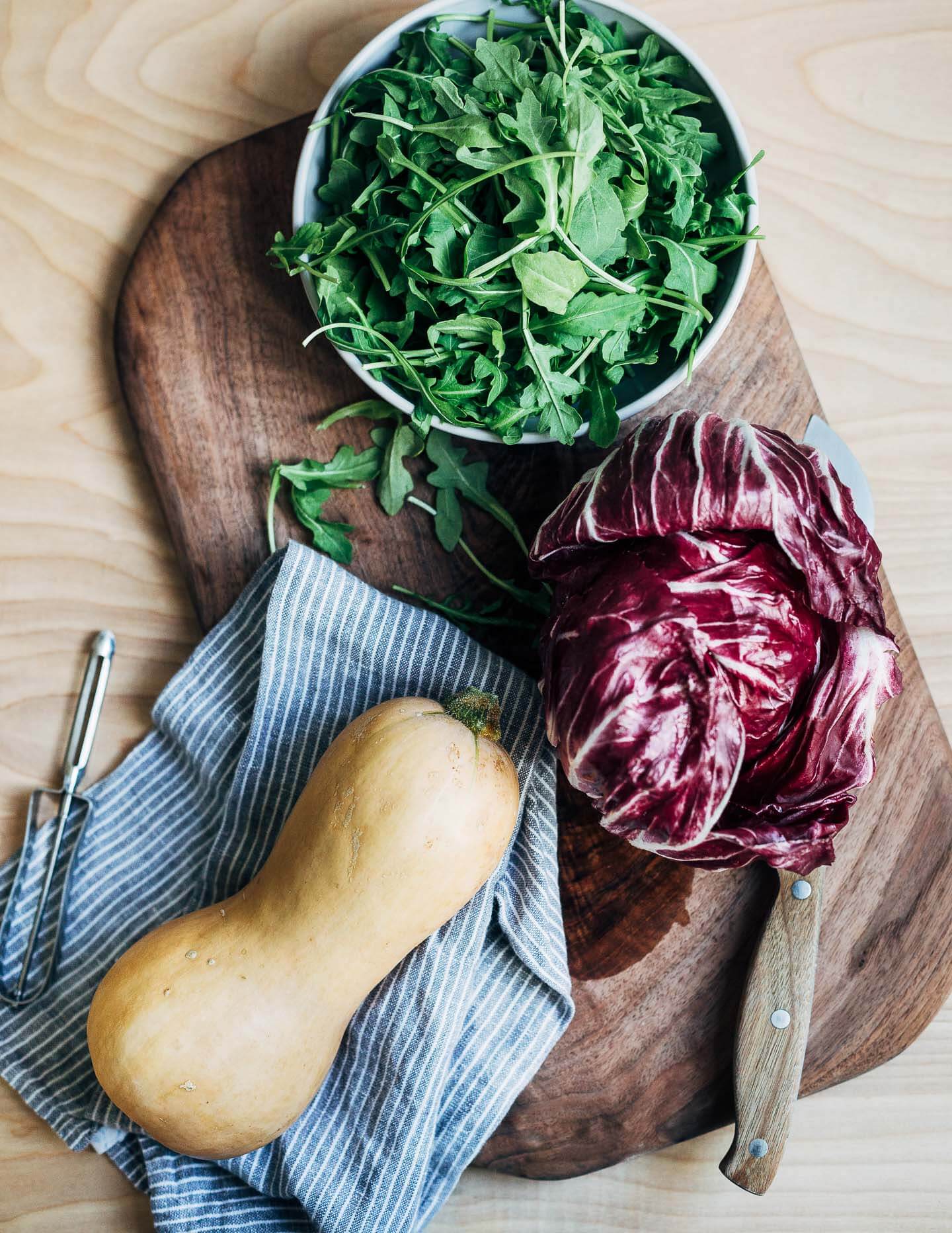 Ingredients for a warm fall salad. 