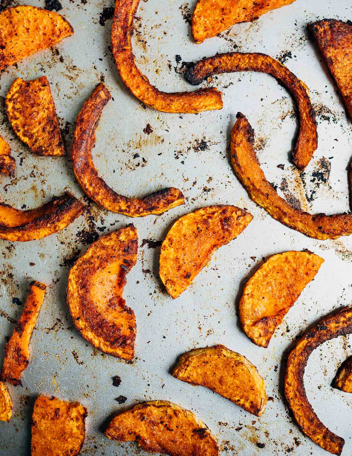 Roasted butternut squash with smoked paprika and chili powder.