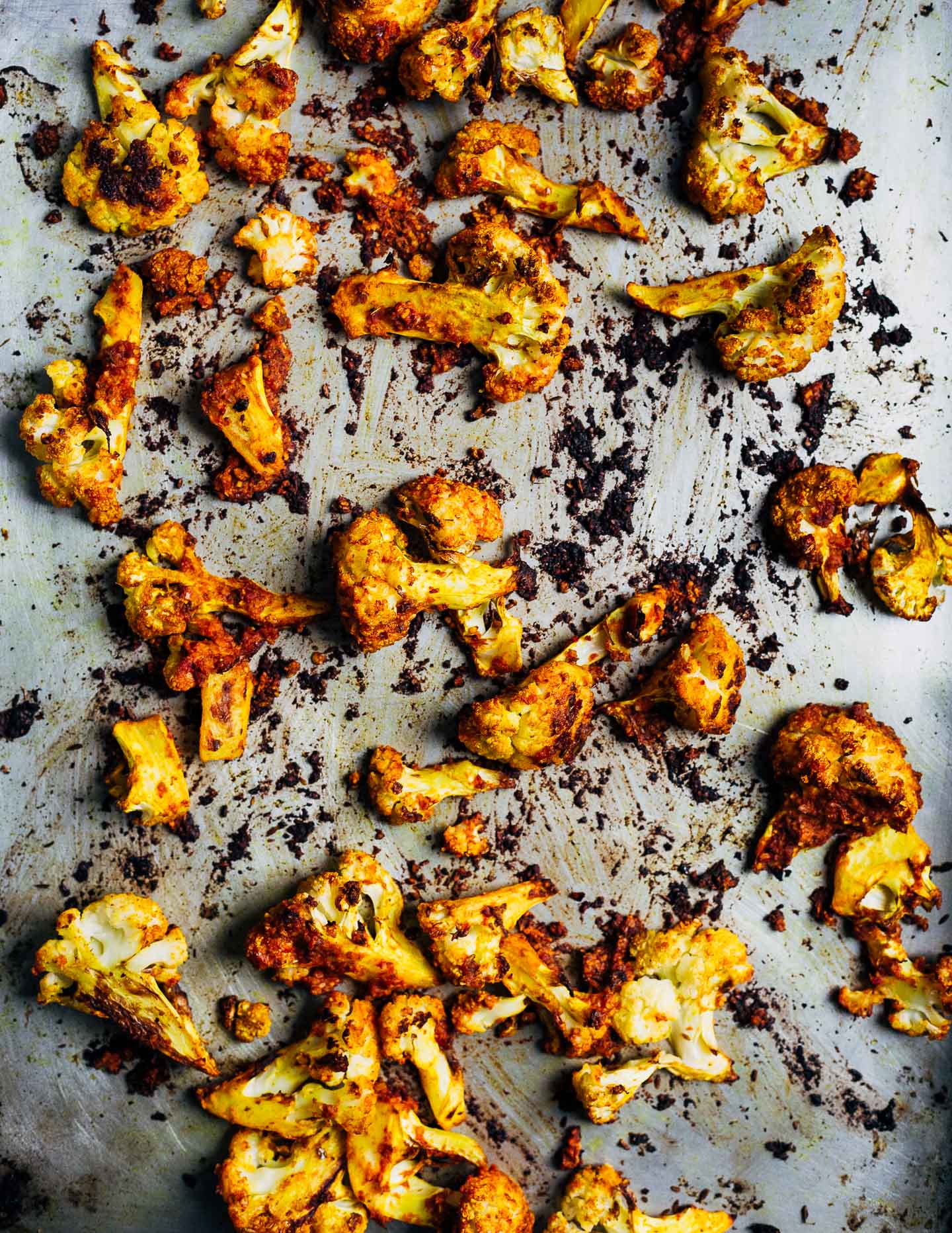 Romesco-roasted cauliflower, just out of the oven