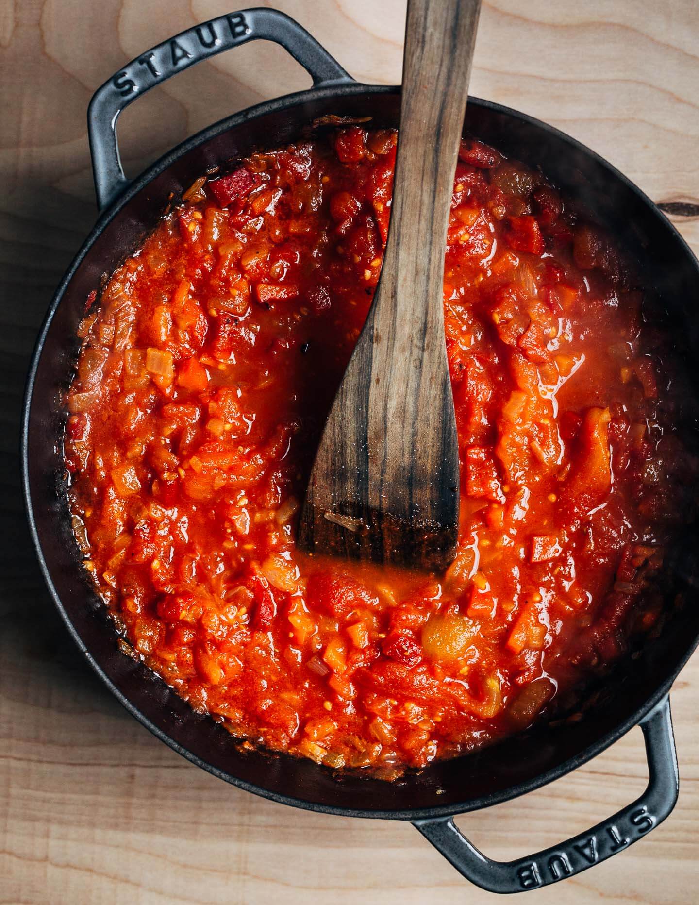 Shakshuka, ready for the eggs. 