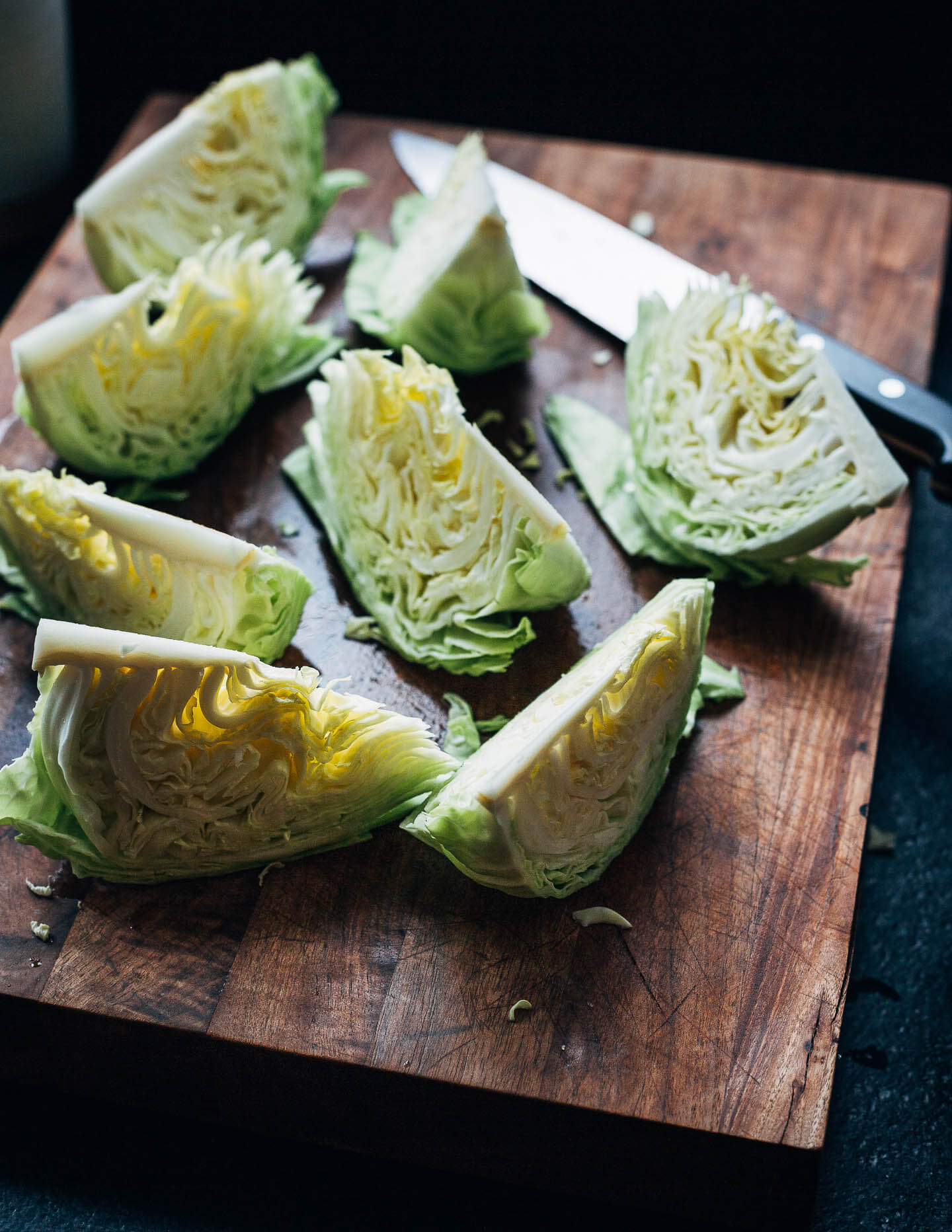 Green cabbage wedges 