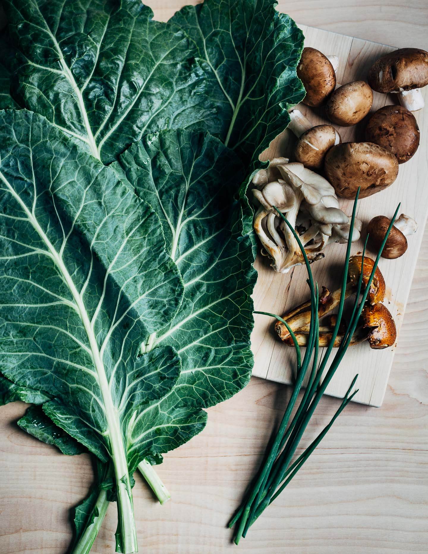 Collard greens and mushrooms